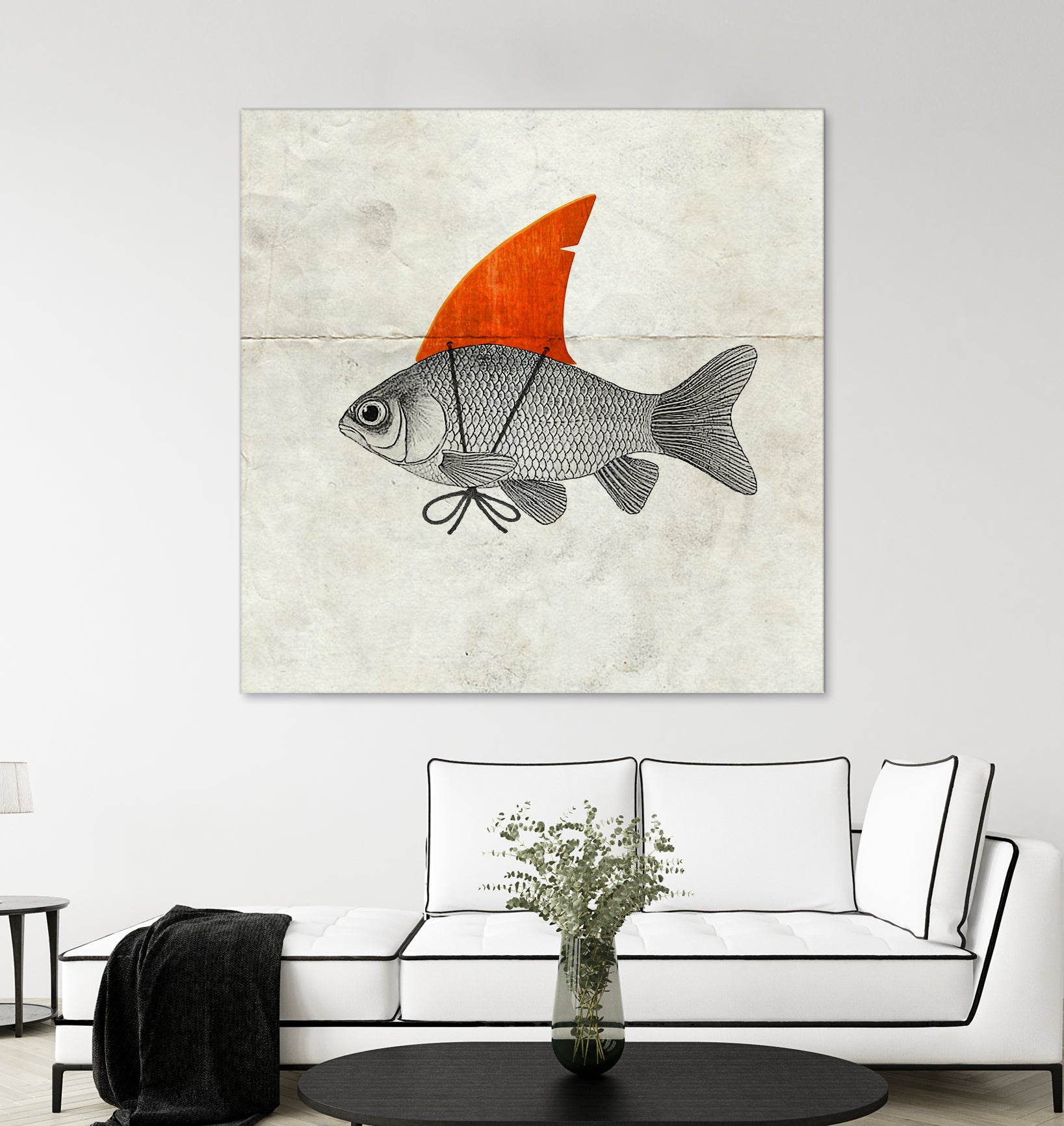 Goldfish with a Shark Fin by Vin Zzep on GIANT ART - white digital painting