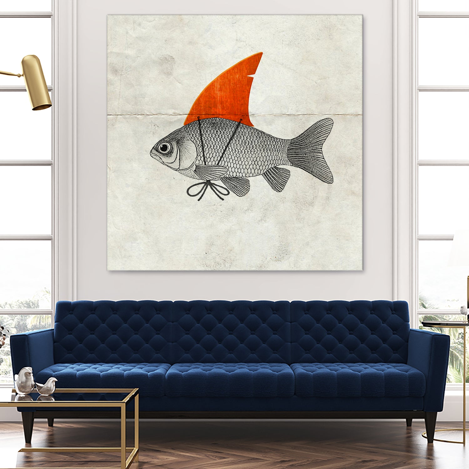 Goldfish with a Shark Fin by Vin Zzep on GIANT ART - white digital painting