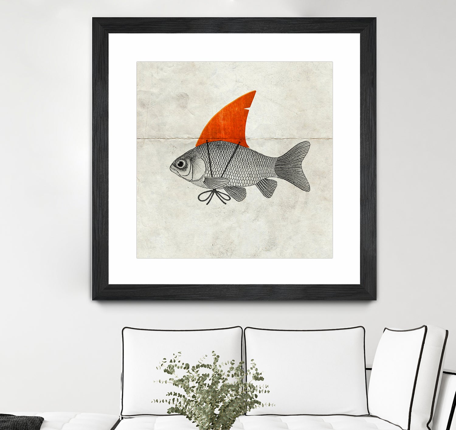 Goldfish with a Shark Fin by Vin Zzep on GIANT ART - white digital painting