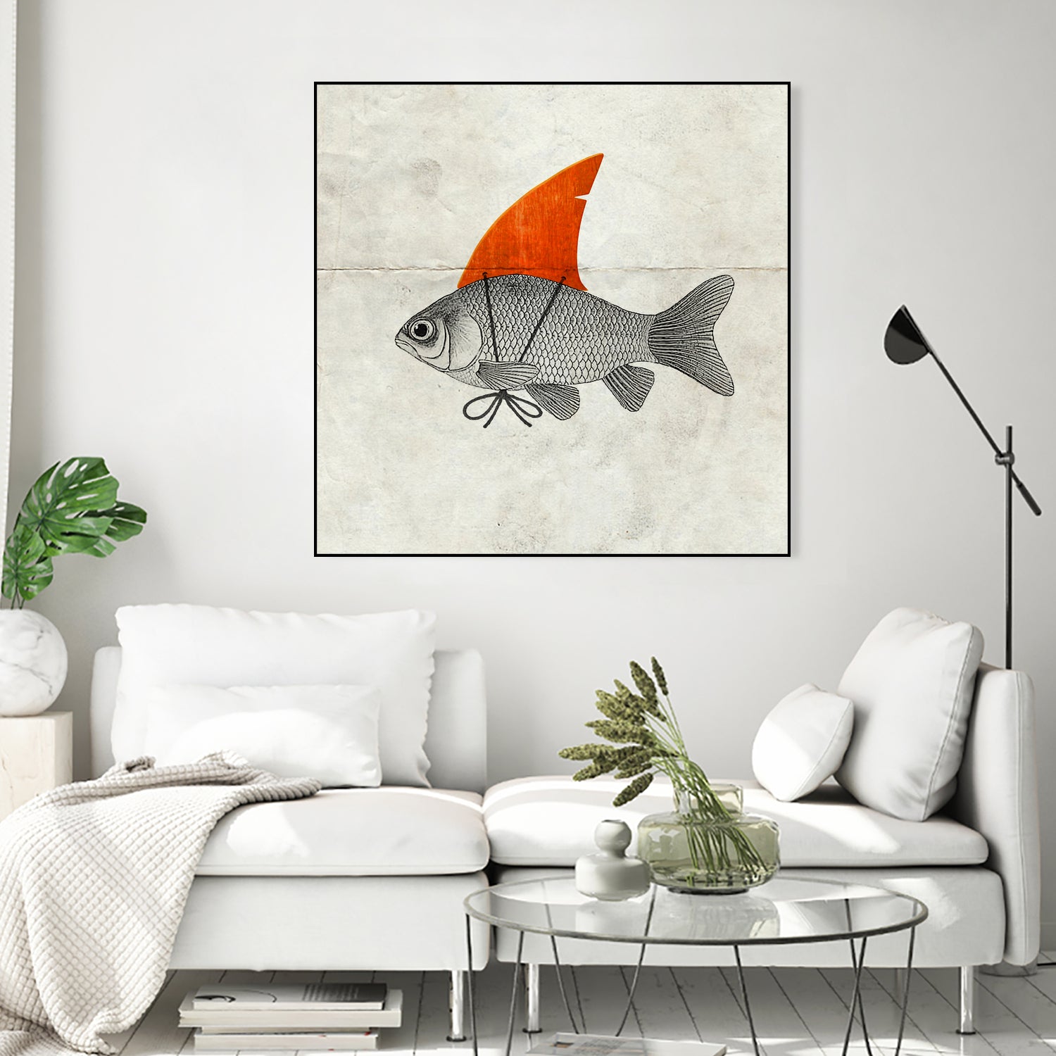 Goldfish with a Shark Fin by Vin Zzep on GIANT ART - white digital painting