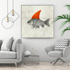 Goldfish with a Shark Fin by Vin Zzep on GIANT ART - white digital painting