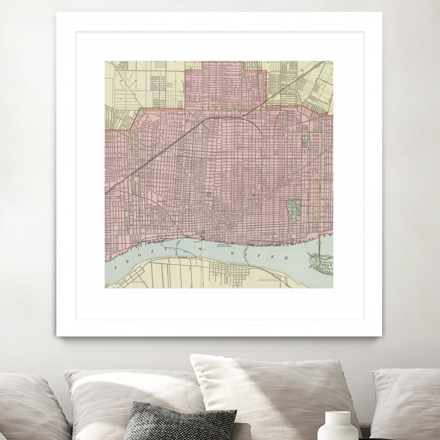 Vintage Map of Detroit Michigan (1901) by Adam Shaw on GIANT ART - white photo illustration