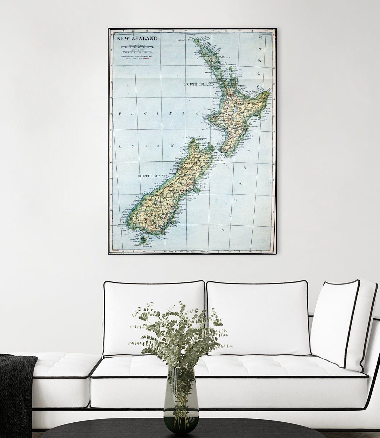 Vintage Map of New Zealand (1921) by Adam Shaw on GIANT ART - white photo illustration