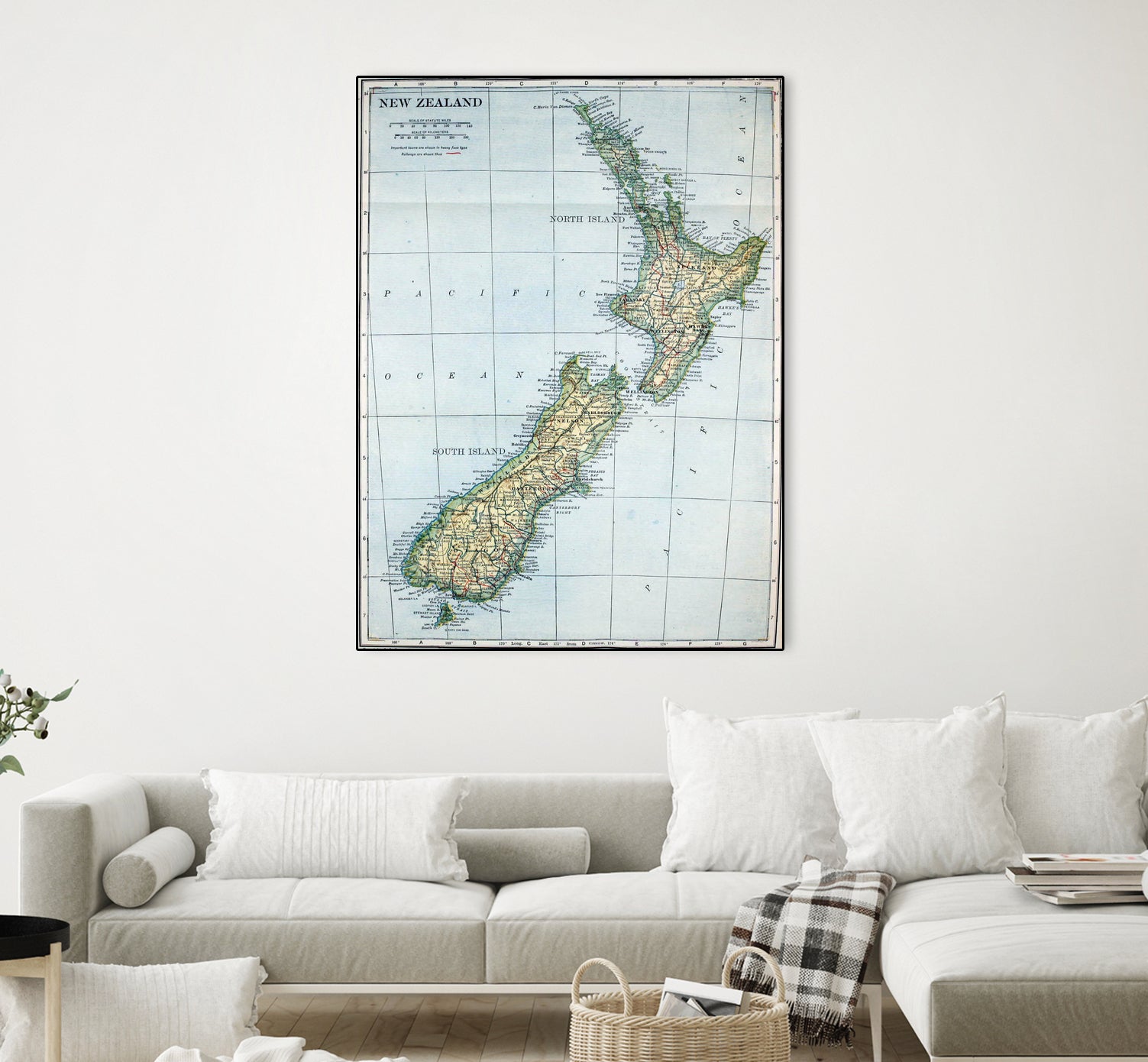 Vintage Map of New Zealand (1921) by Adam Shaw on GIANT ART - white photo illustration