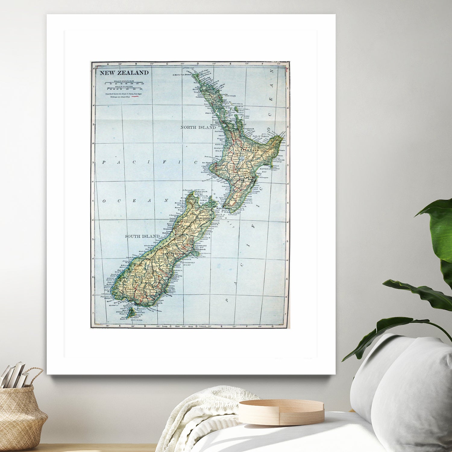 Vintage Map of New Zealand (1921) by Adam Shaw on GIANT ART - white photo illustration