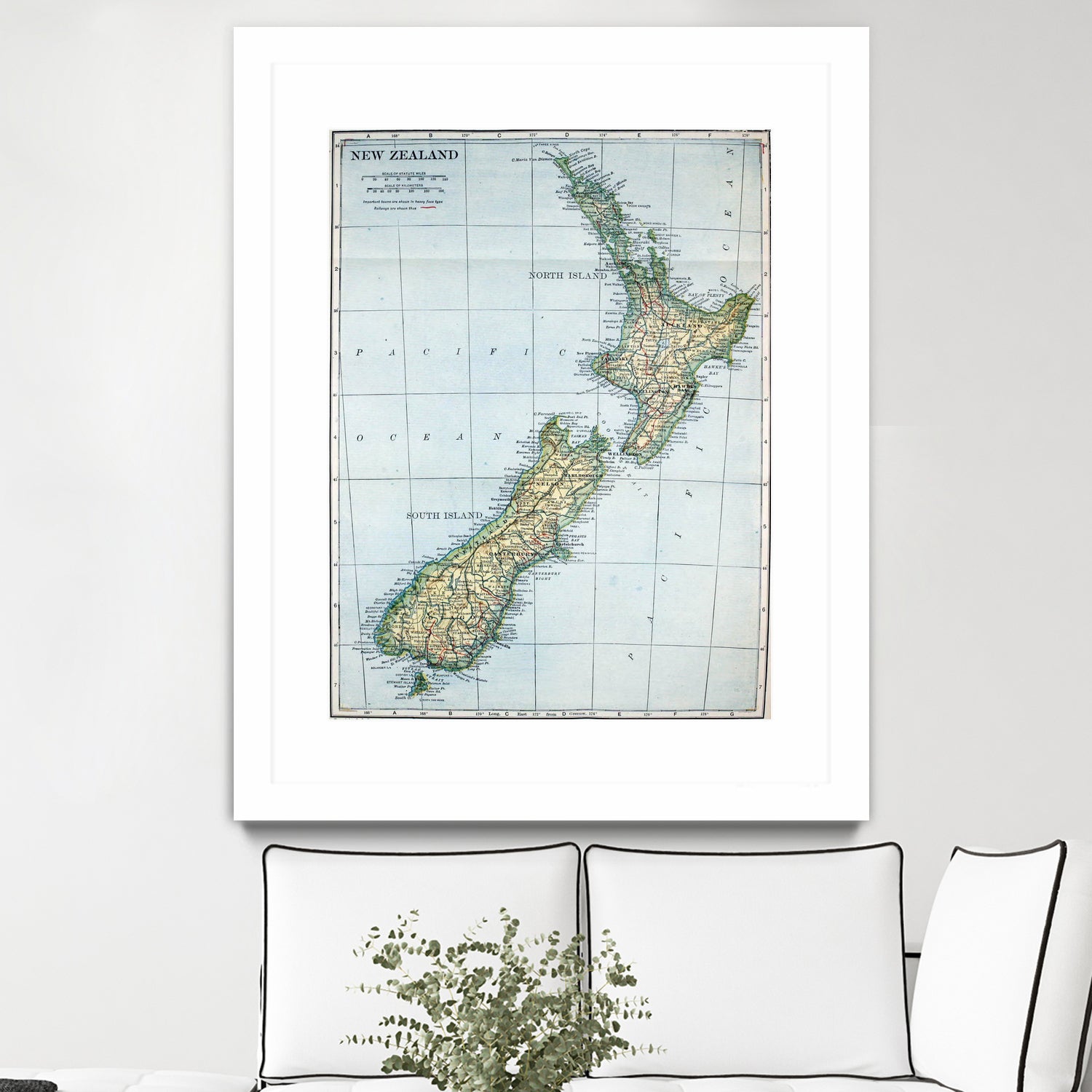 Vintage Map of New Zealand (1921) by Adam Shaw on GIANT ART - white photo illustration