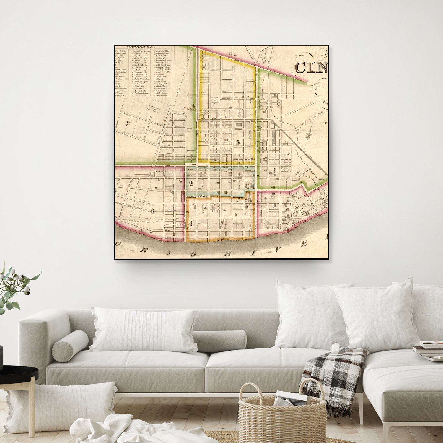 Vintage Map of Cincinnati Ohio (1841) by Adam Shaw on GIANT ART - white photo illustration