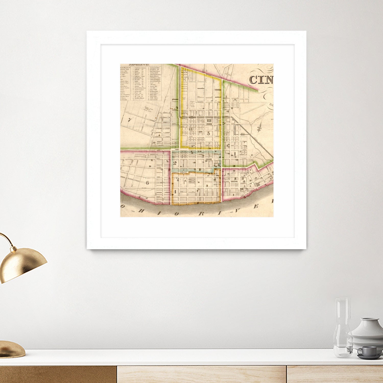 Vintage Map of Cincinnati Ohio (1841) by Adam Shaw on GIANT ART - white photo illustration