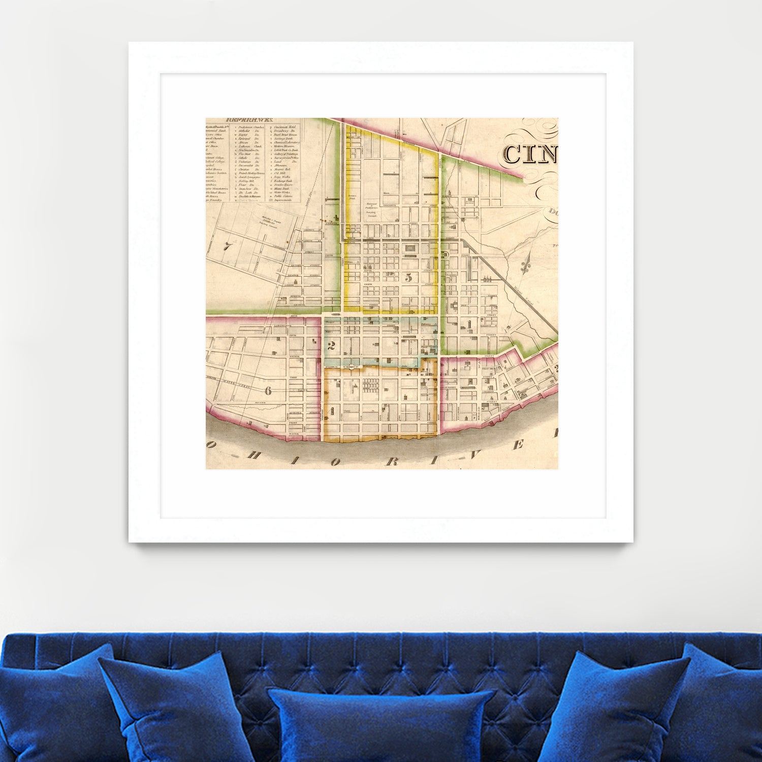 Vintage Map of Cincinnati Ohio (1841) by Adam Shaw on GIANT ART - white photo illustration