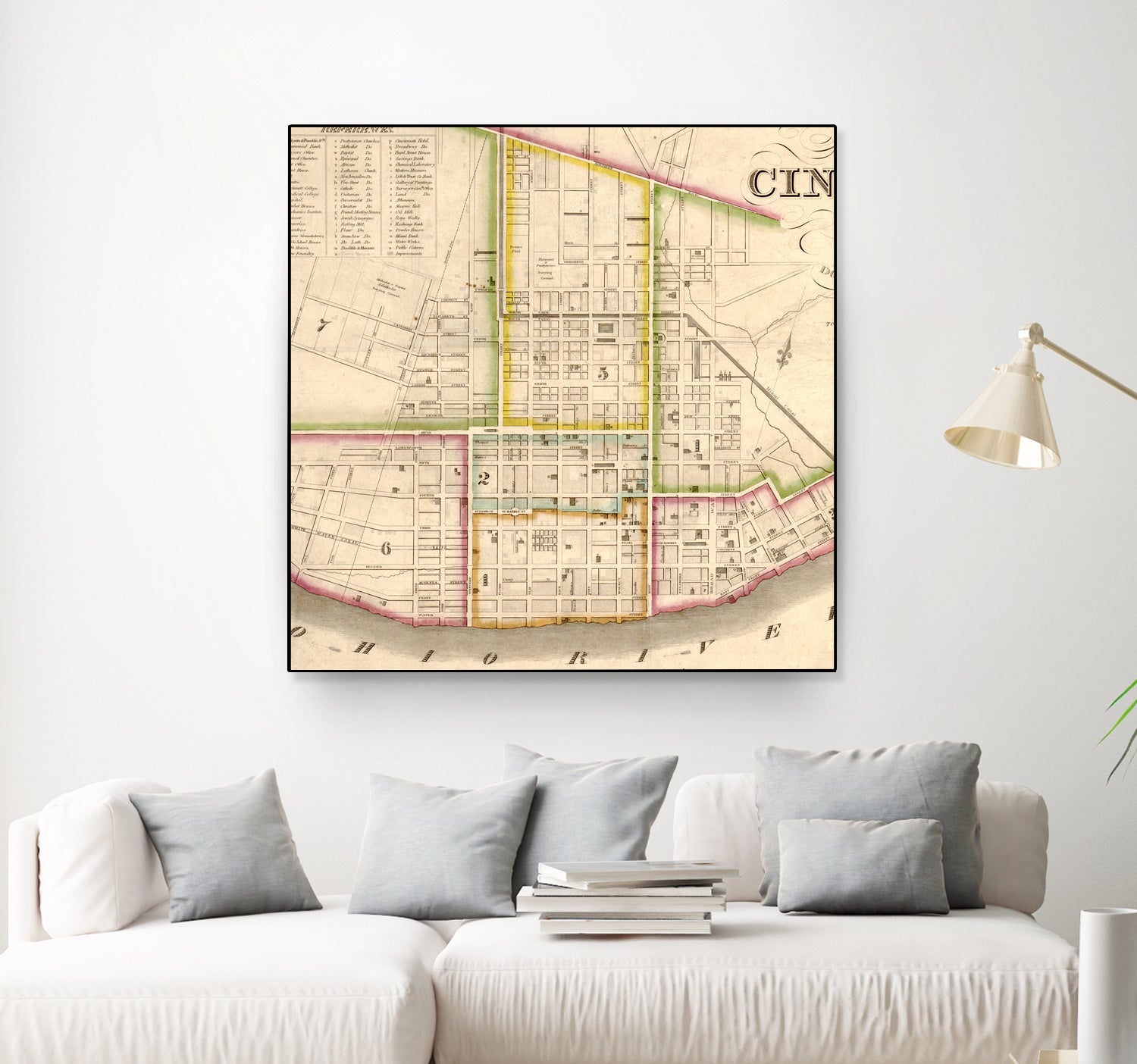 Vintage Map of Cincinnati Ohio (1841) by Adam Shaw on GIANT ART - white photo illustration