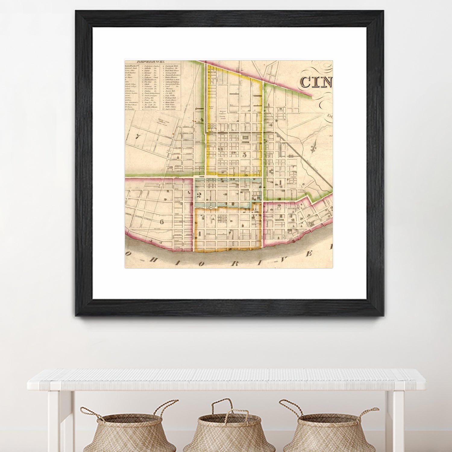 Vintage Map of Cincinnati Ohio (1841) by Adam Shaw on GIANT ART - white photo illustration