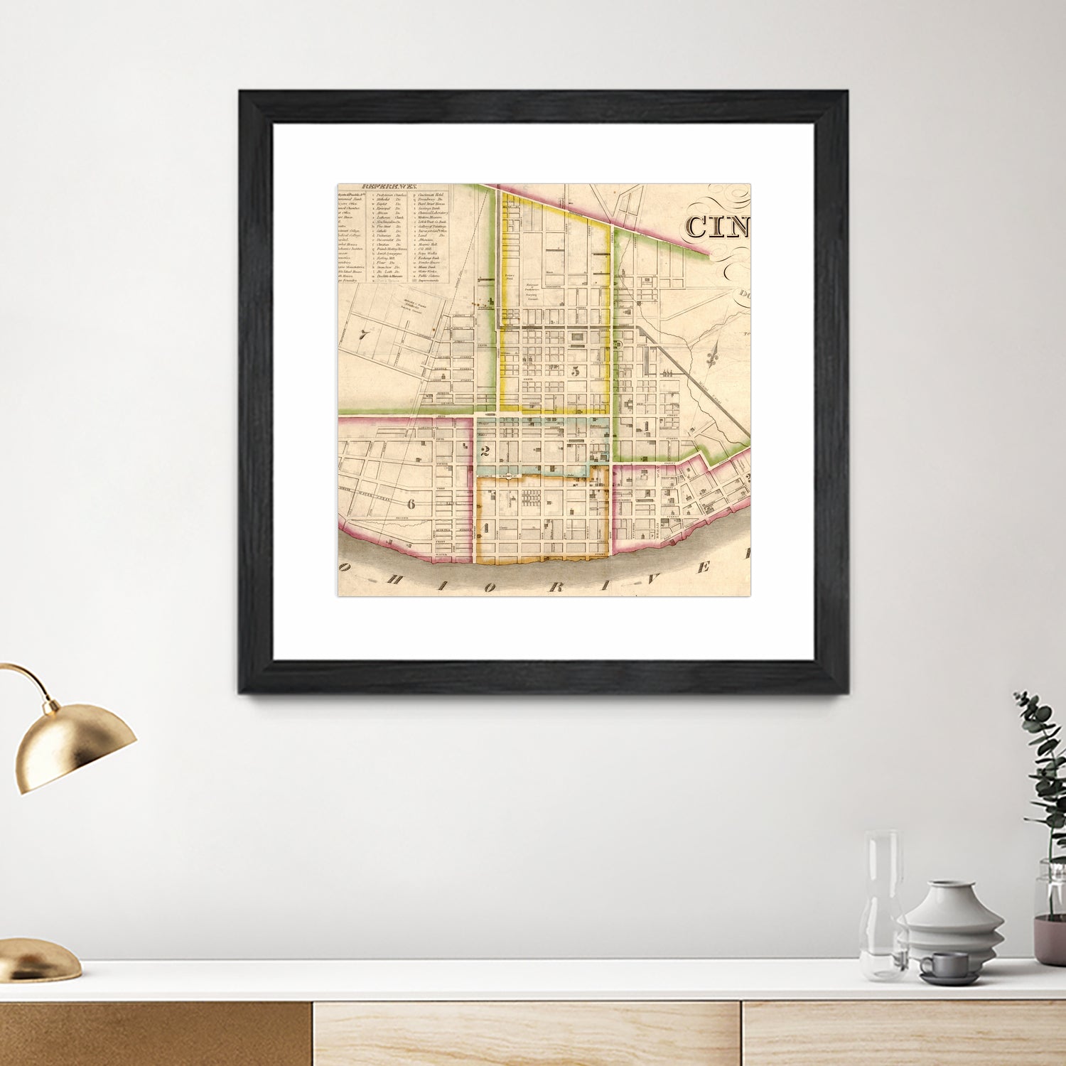 Vintage Map of Cincinnati Ohio (1841) by Adam Shaw on GIANT ART - white photo illustration