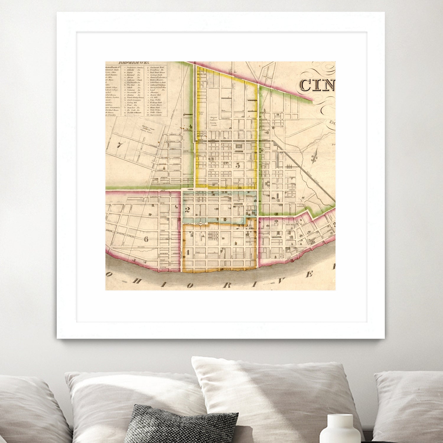 Vintage Map of Cincinnati Ohio (1841) by Adam Shaw on GIANT ART - white photo illustration