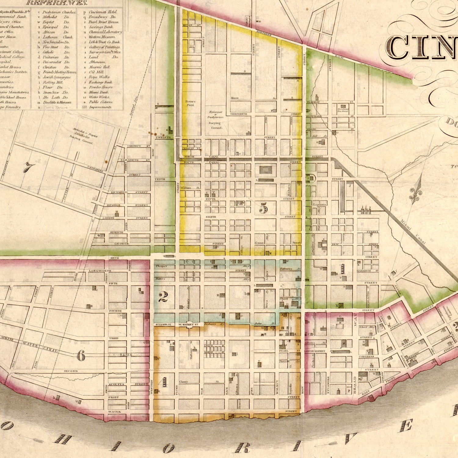 Vintage Map of Cincinnati Ohio (1841) by Adam Shaw on GIANT ART - white photo illustration