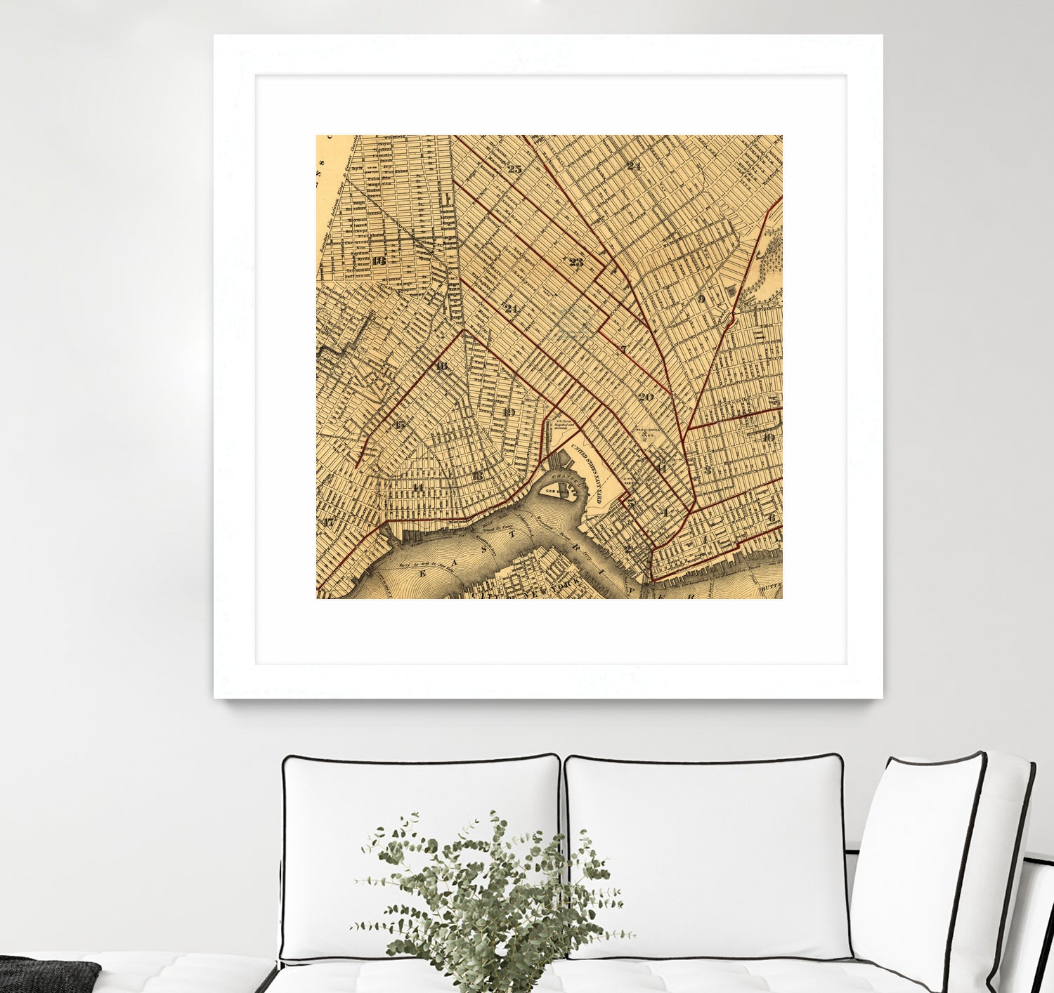 Vintage Map of Brooklyn New York (1874) by Adam Shaw on GIANT ART - white photo illustration