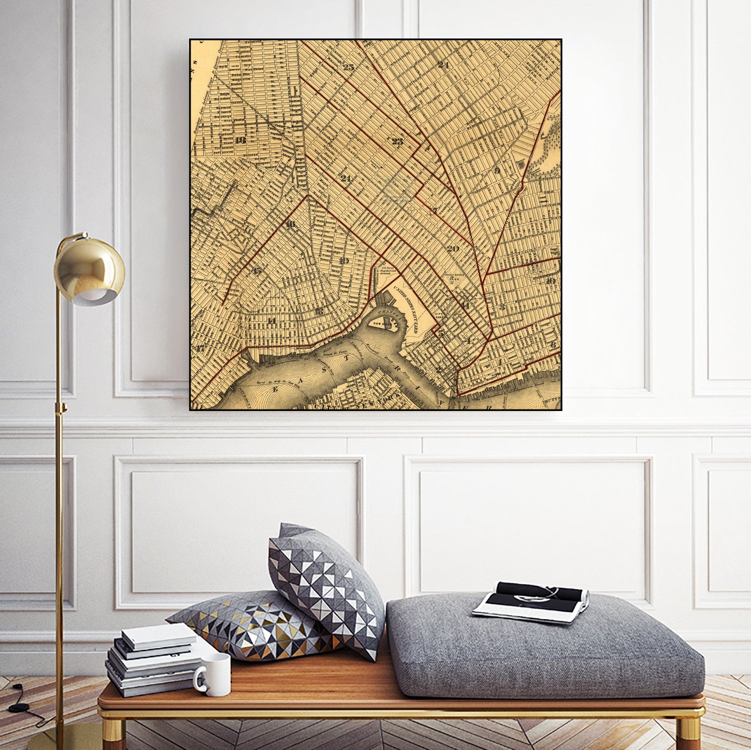 Vintage Map of Brooklyn New York (1874) by Adam Shaw on GIANT ART - white photo illustration