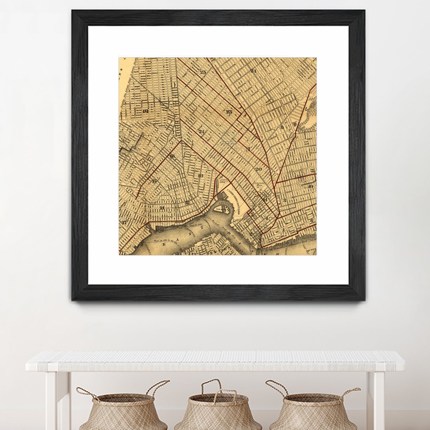 Vintage Map of Brooklyn New York (1874) by Adam Shaw on GIANT ART - white photo illustration