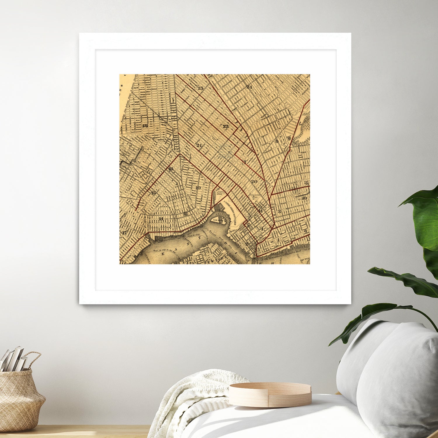 Vintage Map of Brooklyn New York (1874) by Adam Shaw on GIANT ART - white photo illustration