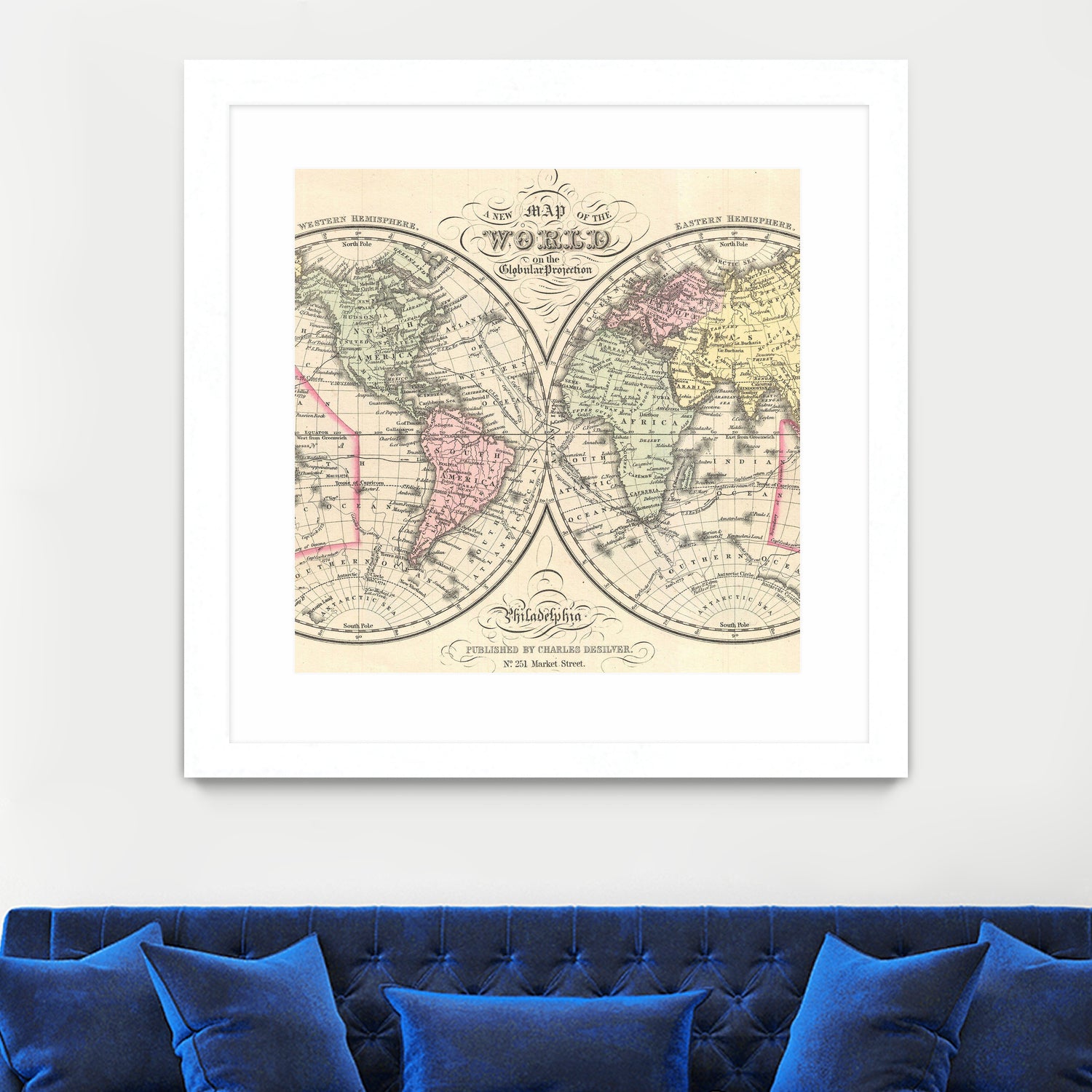 Vintage Map of The World (1856) by Adam Shaw on GIANT ART - white photo illustration