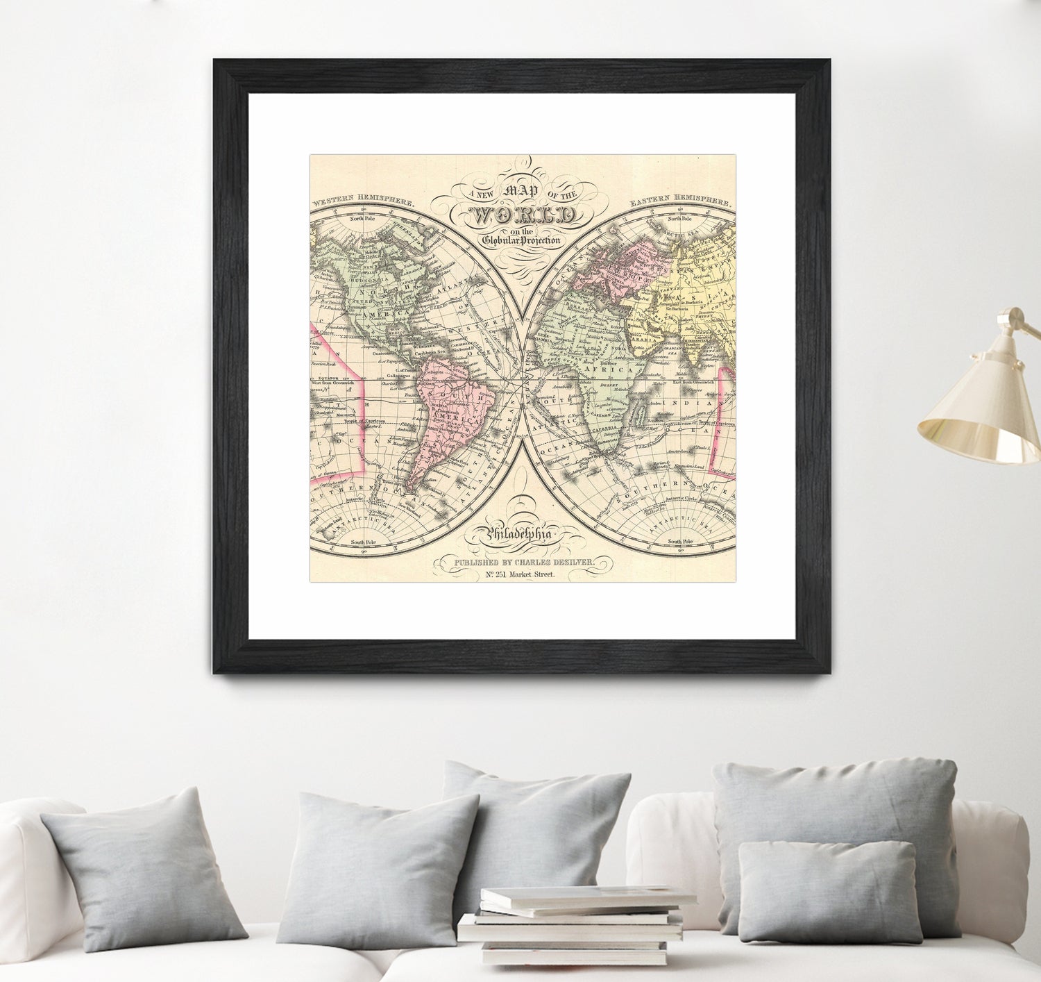 Vintage Map of The World (1856) by Adam Shaw on GIANT ART - white photo illustration