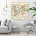Vintage Map of The World (1856) by Adam Shaw on GIANT ART - white photo illustration