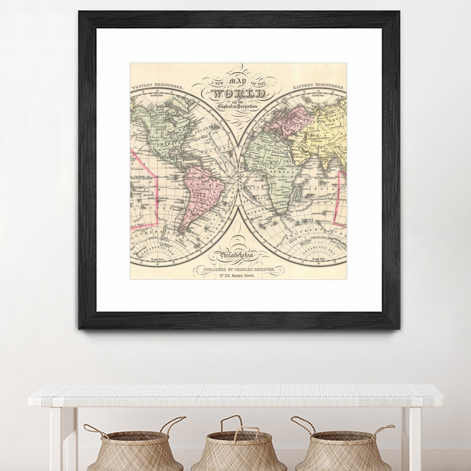 Vintage Map of The World (1856) by Adam Shaw on GIANT ART - white photo illustration