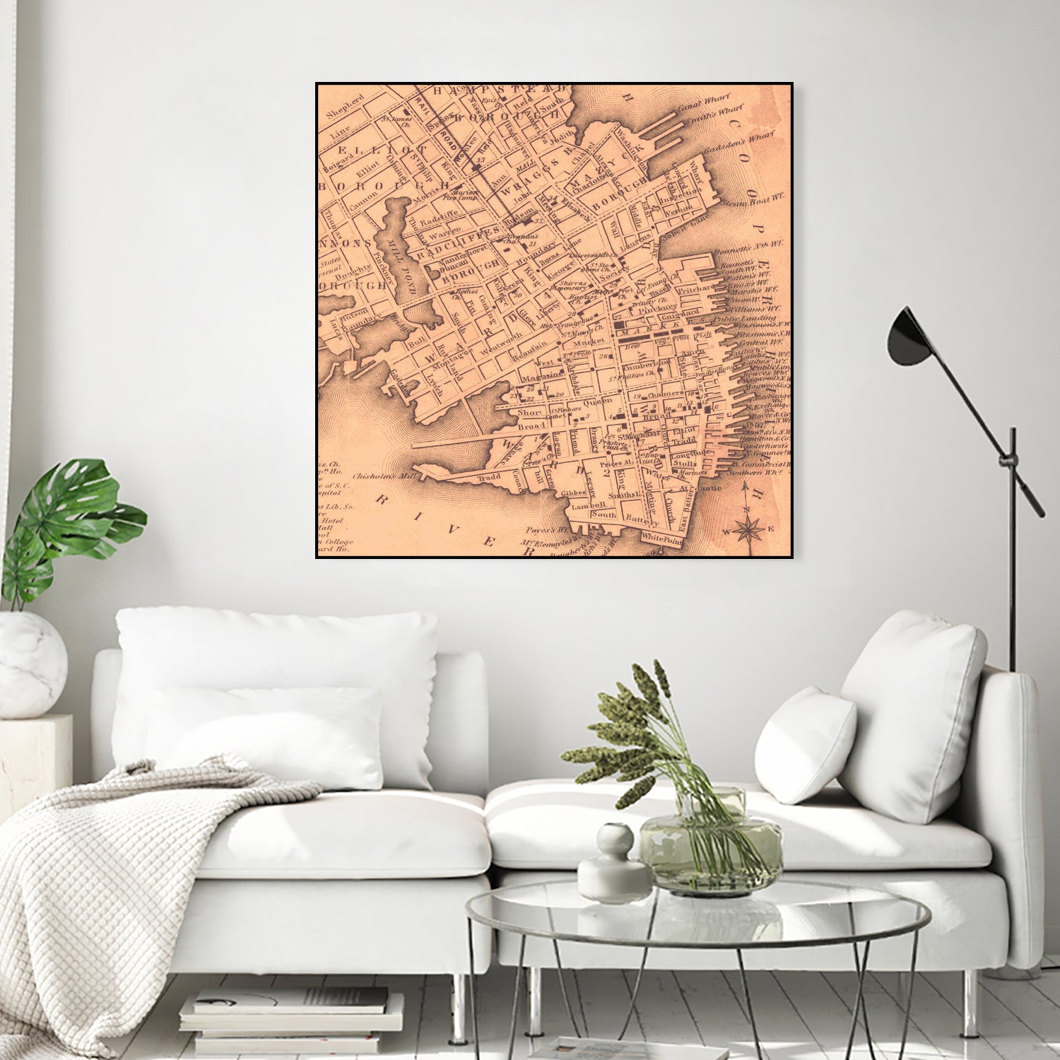 Vintage Map of Charleston South Carolina (1849) by Adam Shaw on GIANT ART - white photo illustration