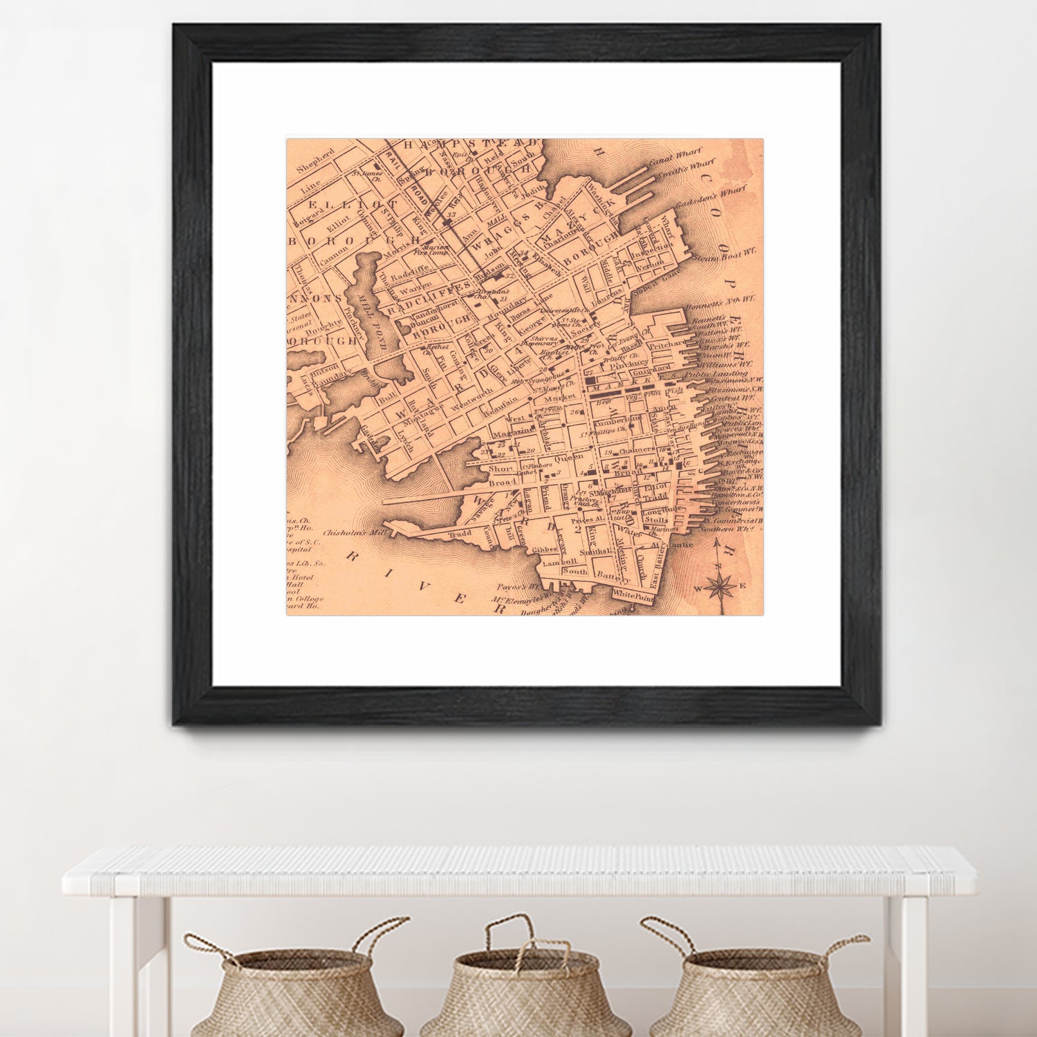 Vintage Map of Charleston South Carolina (1849) by Adam Shaw on GIANT ART - white photo illustration