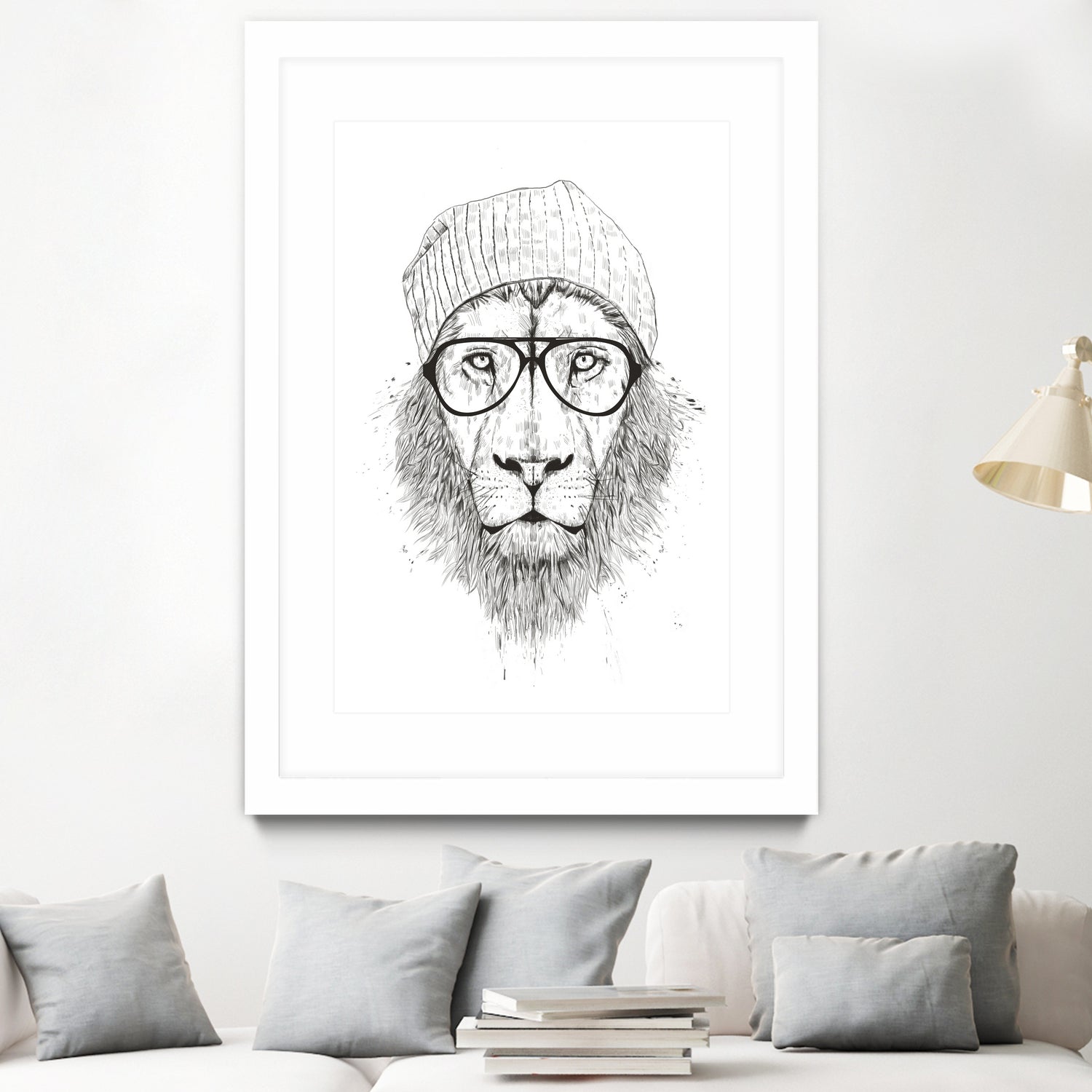 Cool lion (bw) by Solti Balázs on GIANT ART - white digital drawing