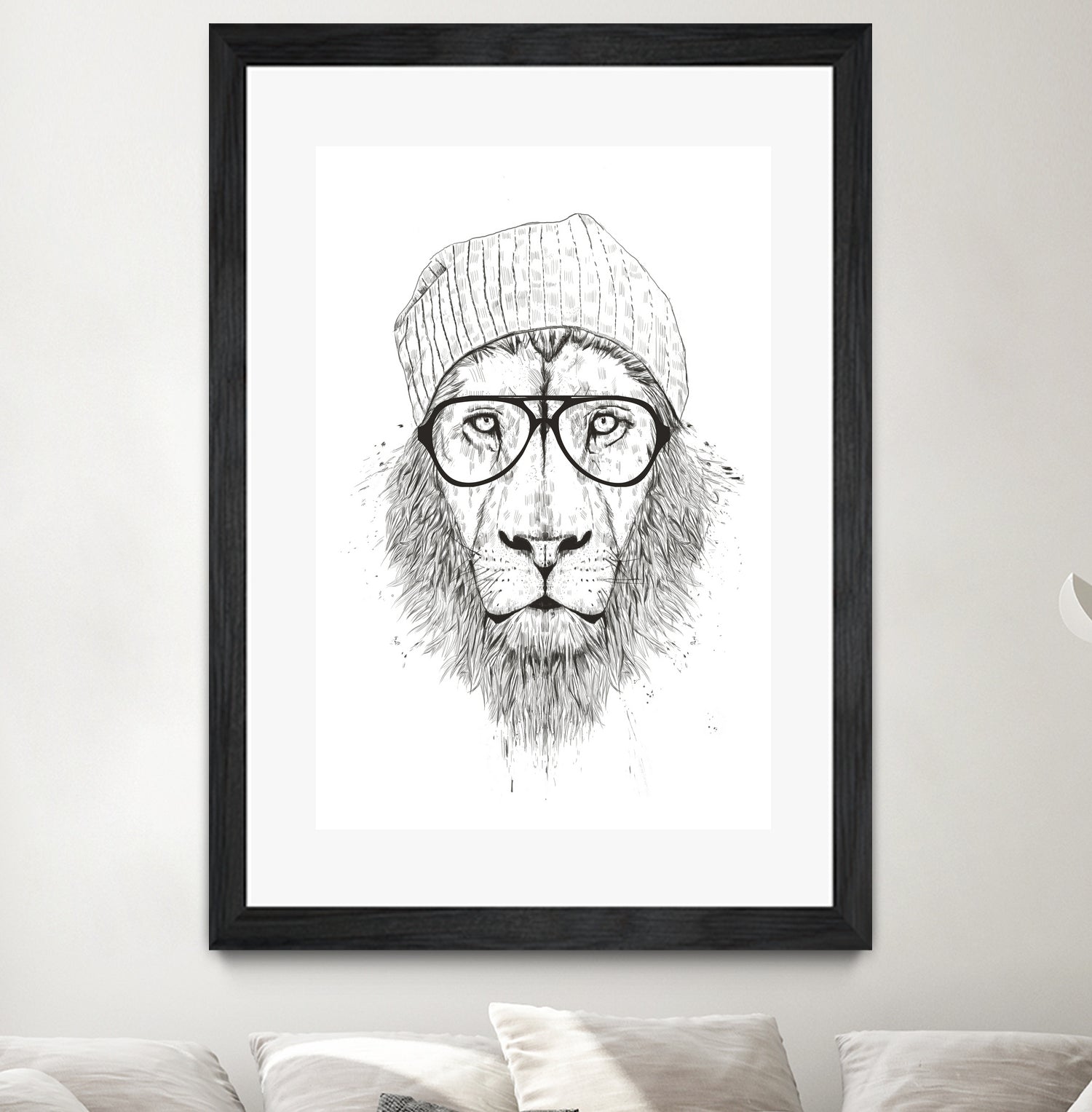 Cool lion (bw) by Solti Balázs on GIANT ART - white digital drawing