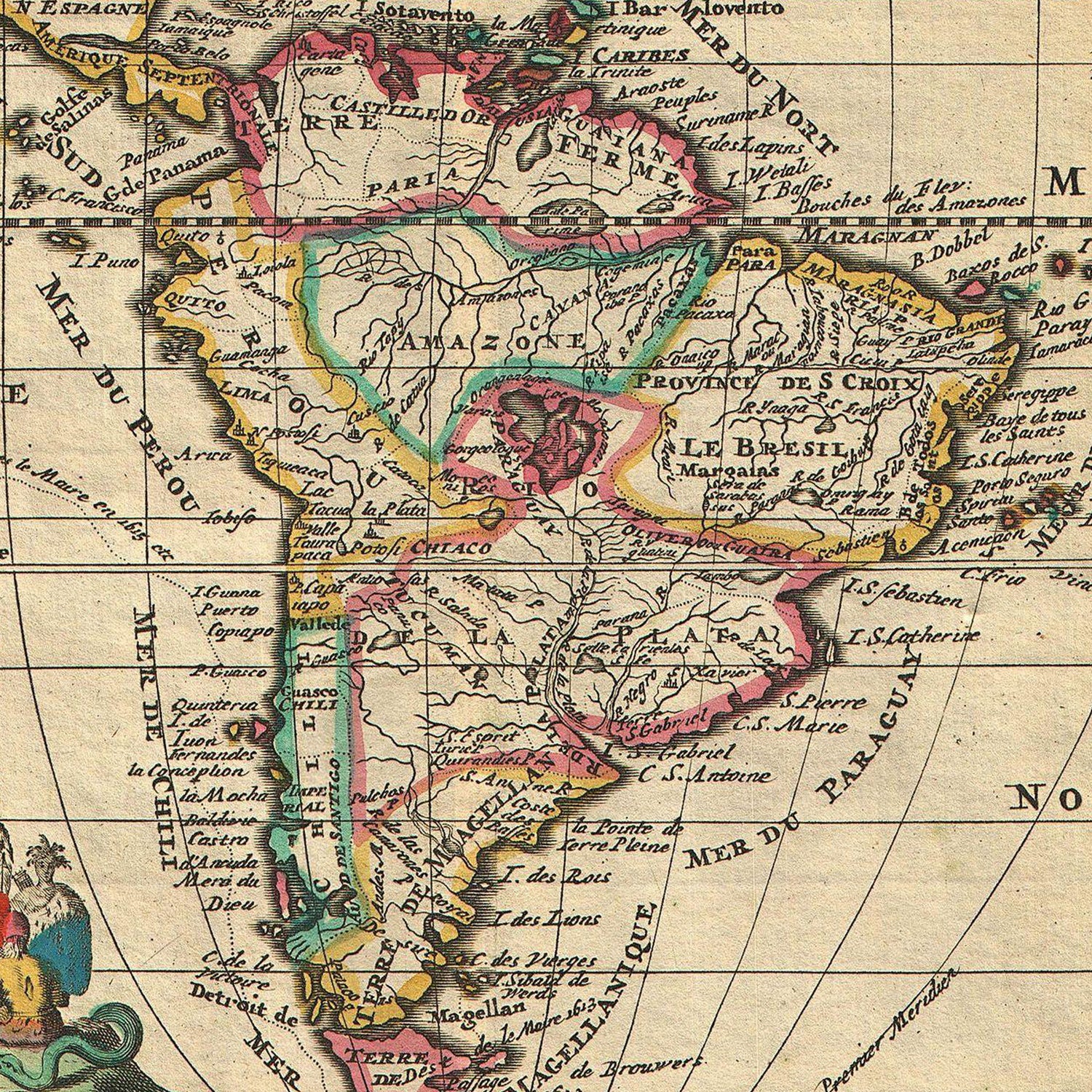 Vintage Map of South America (1747) by Adam Shaw on GIANT ART - white photo illustration