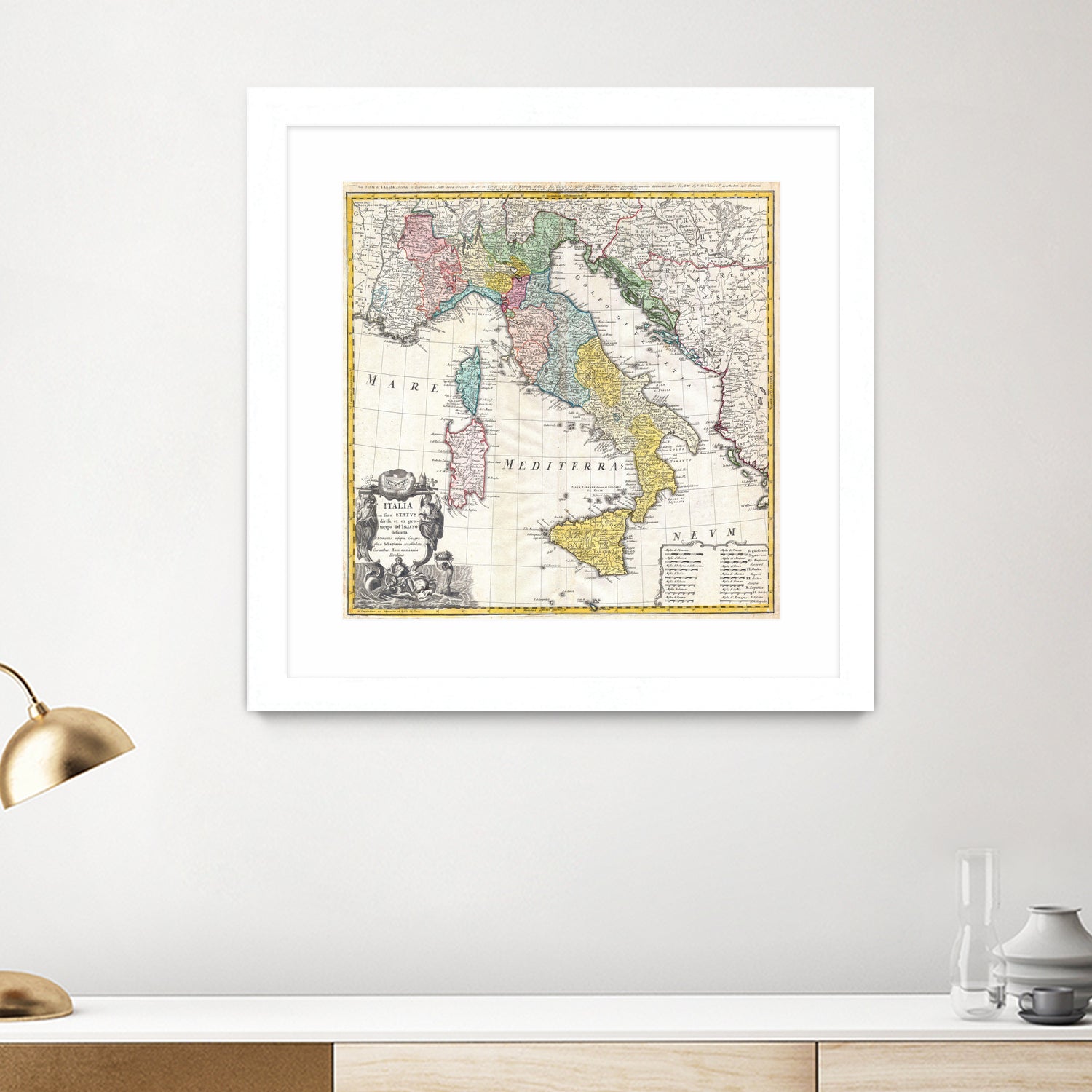 Vintage Map of Italy (1742) by Adam Shaw on GIANT ART - white photo illustration