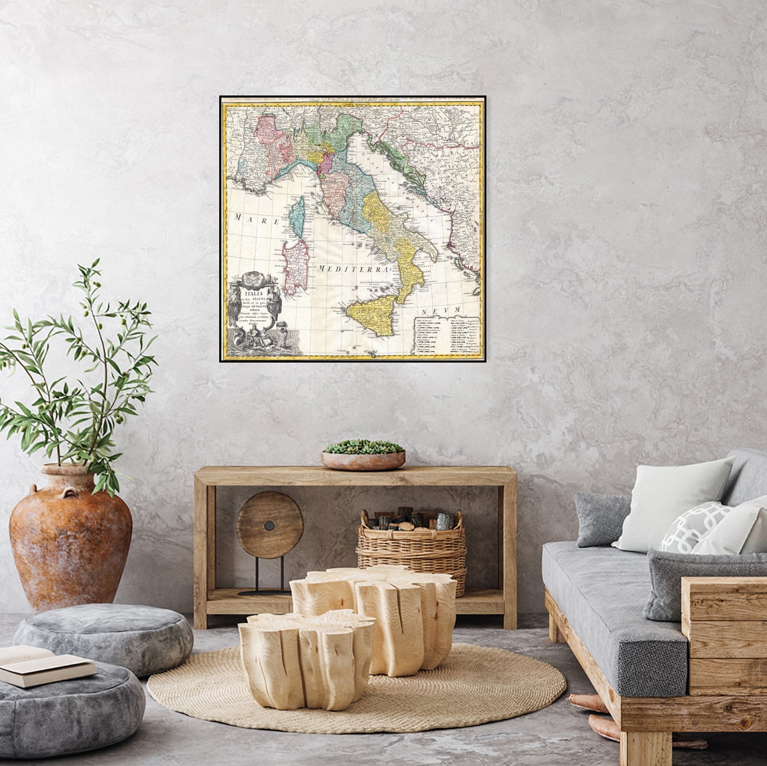 Vintage Map of Italy (1742) by Adam Shaw on GIANT ART - white photo illustration