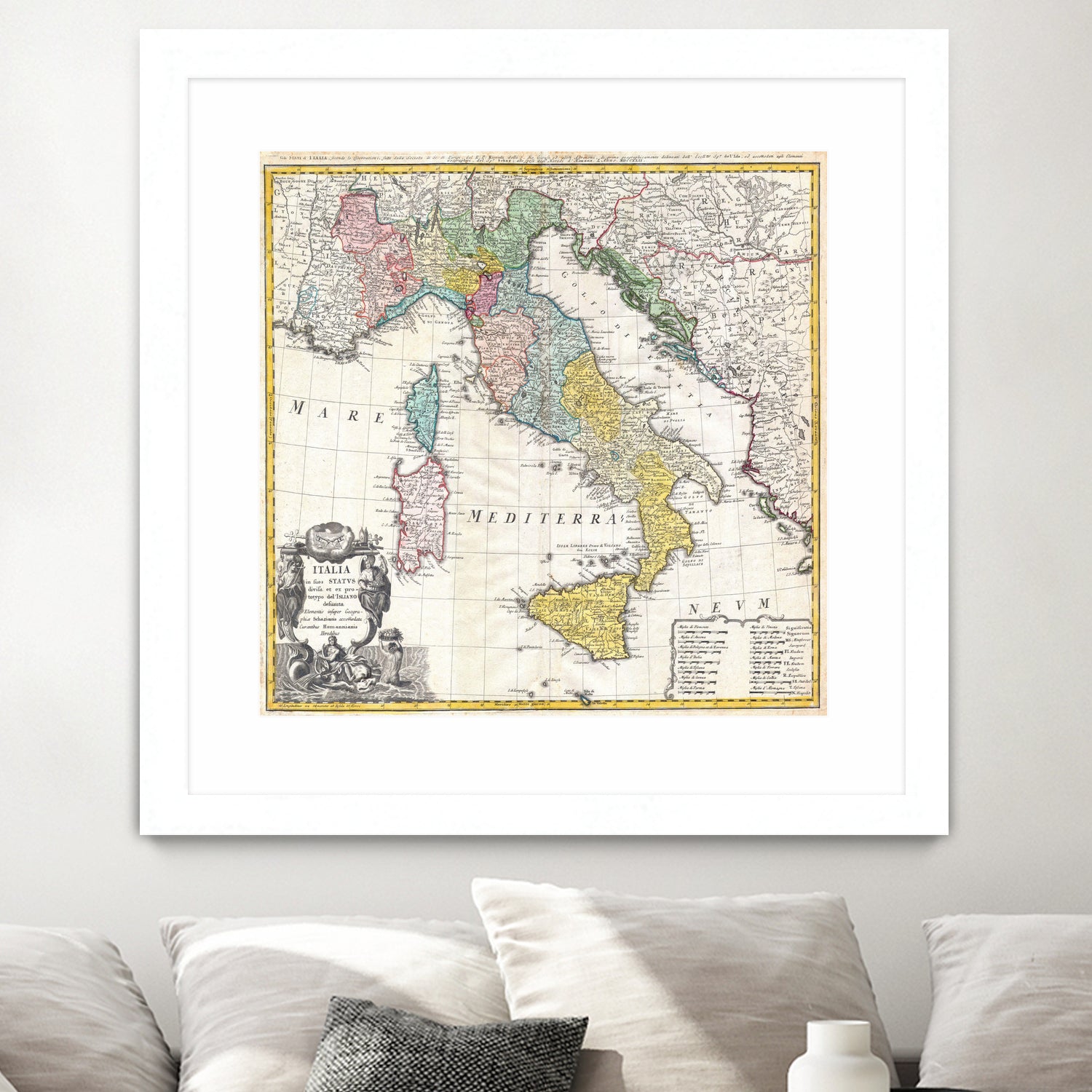 Vintage Map of Italy (1742) by Adam Shaw on GIANT ART - white photo illustration