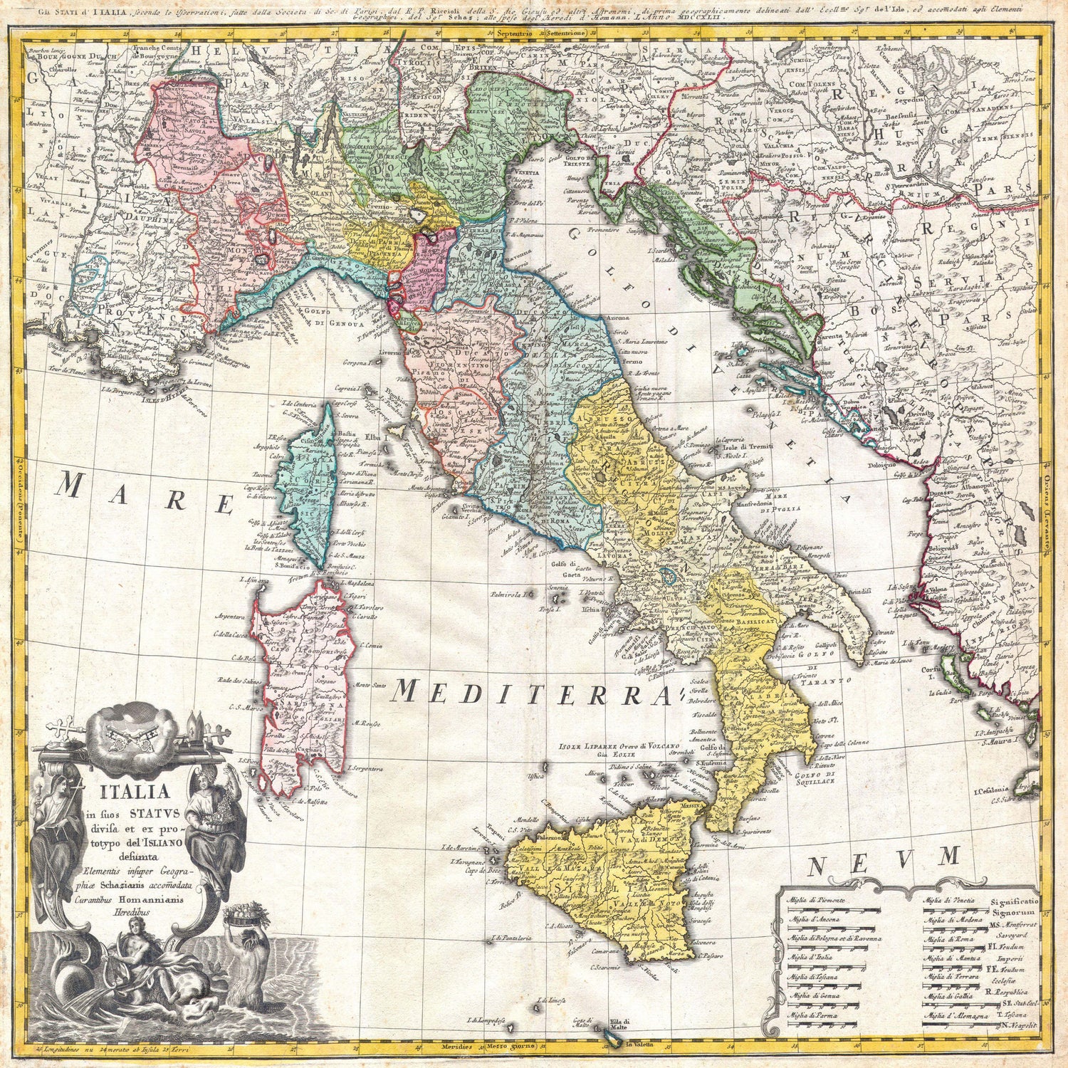 Vintage Map of Italy (1742) by Adam Shaw on GIANT ART - white photo illustration