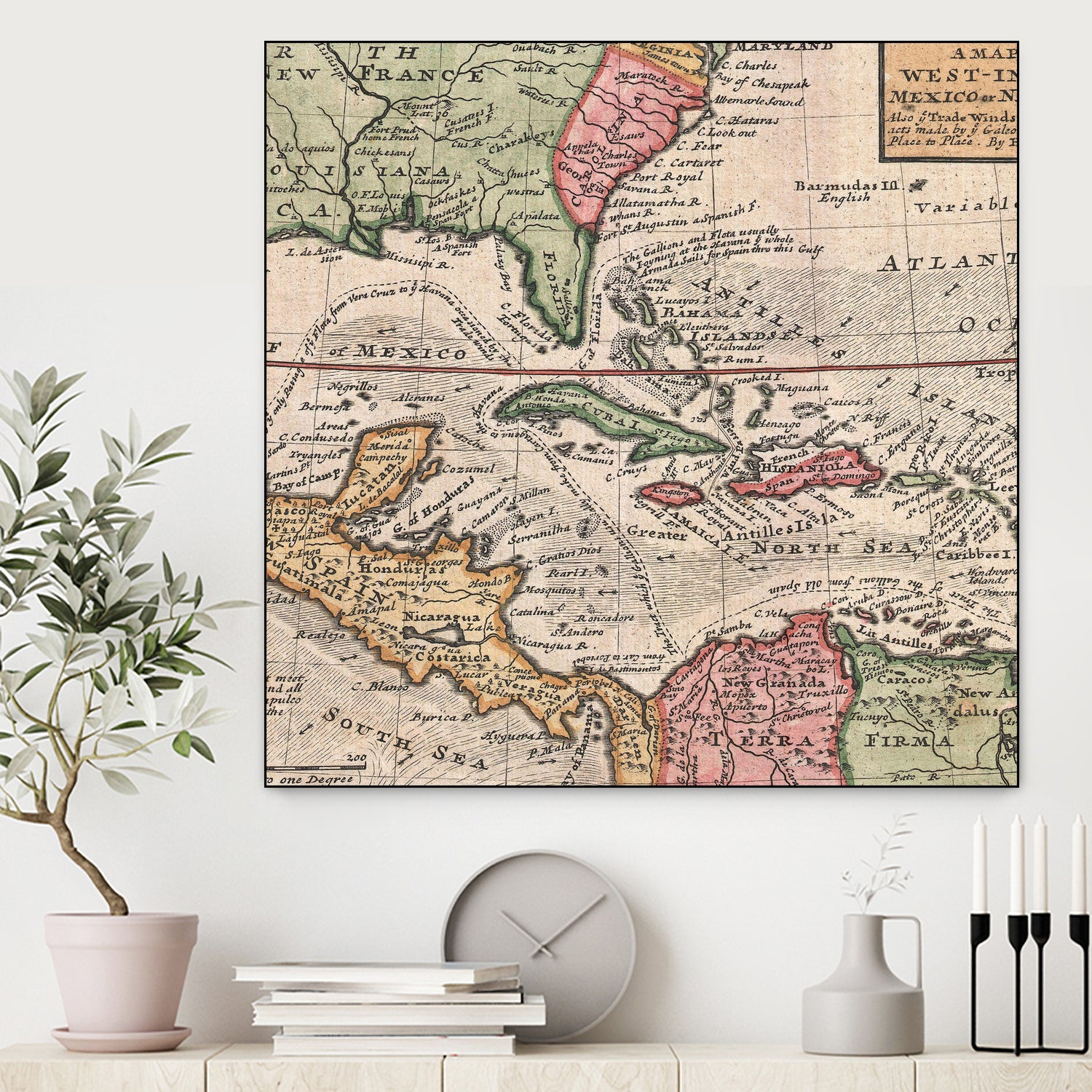 Vintage Map of The Americas (1732) by Adam Shaw on GIANT ART - white photo illustration