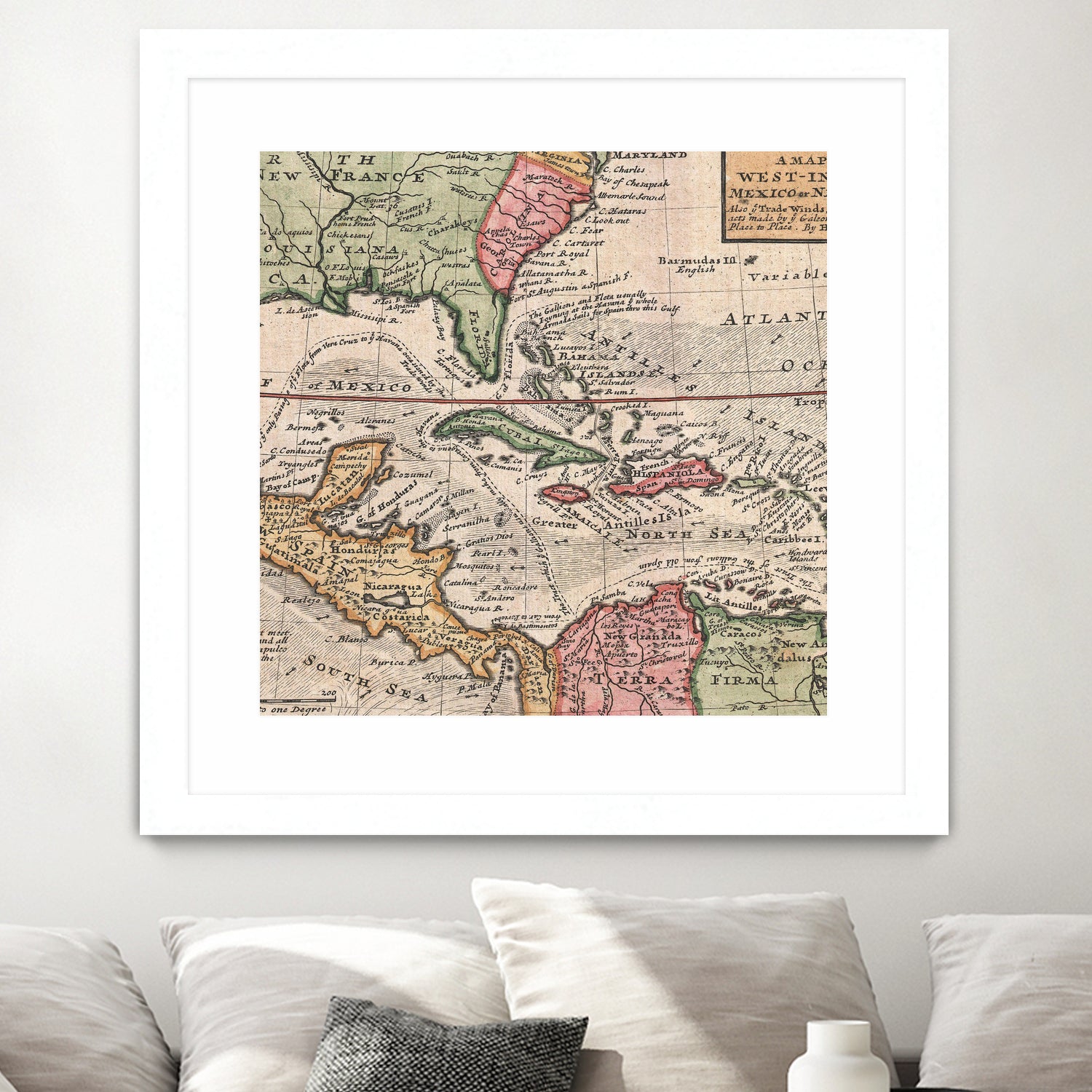 Vintage Map of The Americas (1732) by Adam Shaw on GIANT ART - white photo illustration