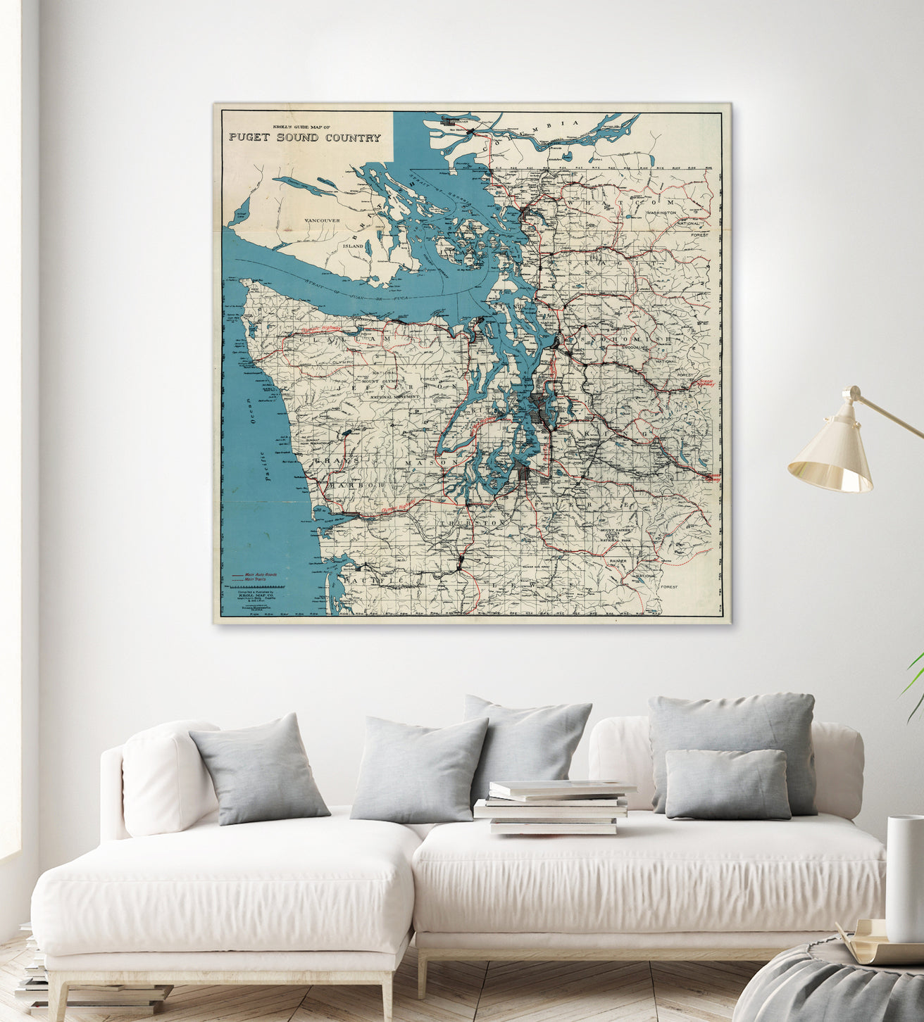 Vintage Map of The Puget Sound (1919) by Adam Shaw on GIANT ART - white photo illustration