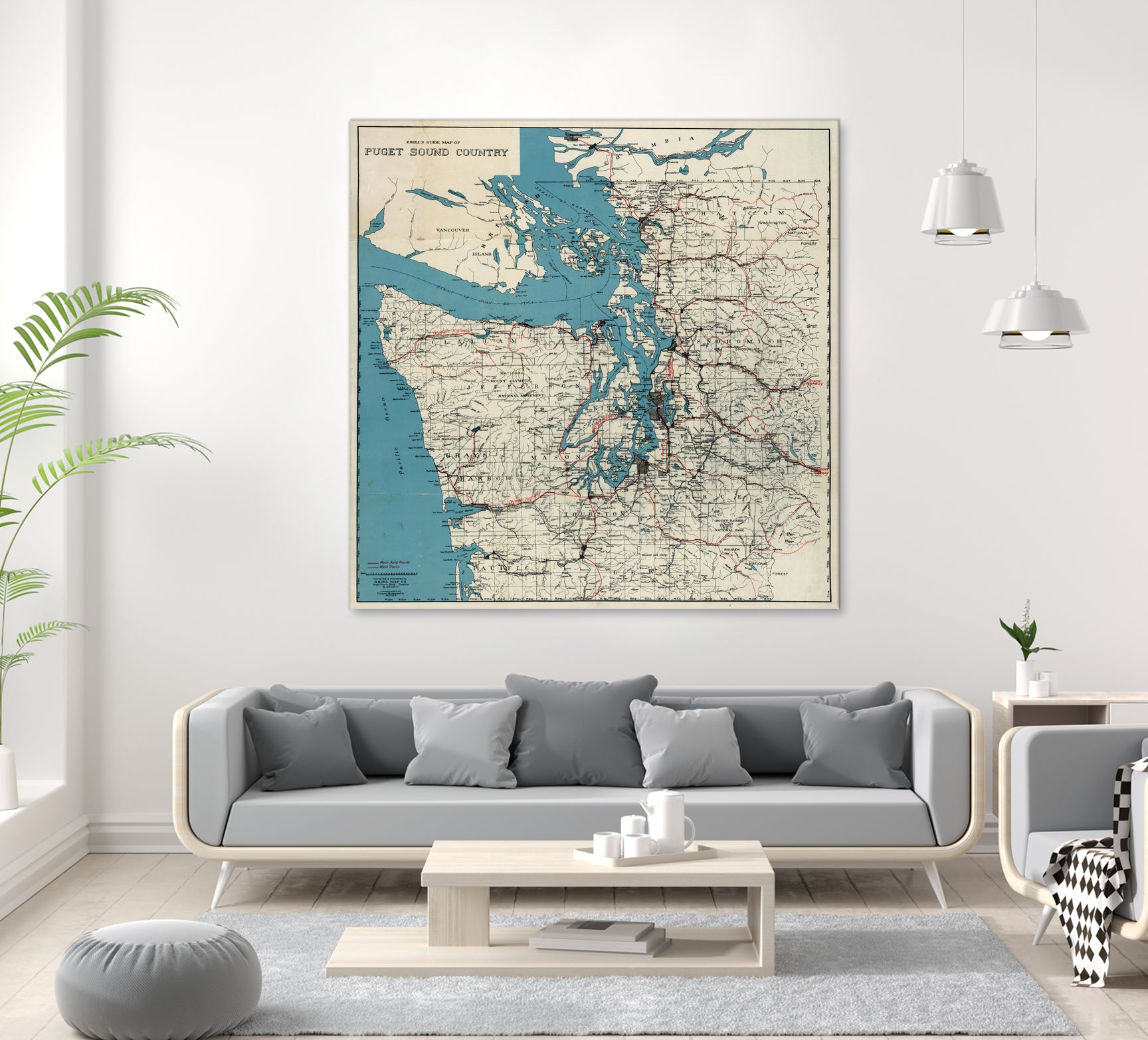 Vintage Map of The Puget Sound (1919) by Adam Shaw on GIANT ART - white photo illustration