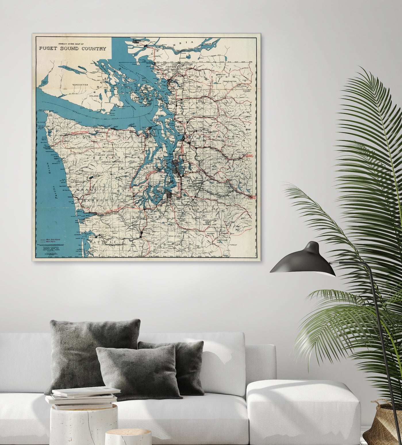 Vintage Map of The Puget Sound (1919) by Adam Shaw on GIANT ART - white photo illustration