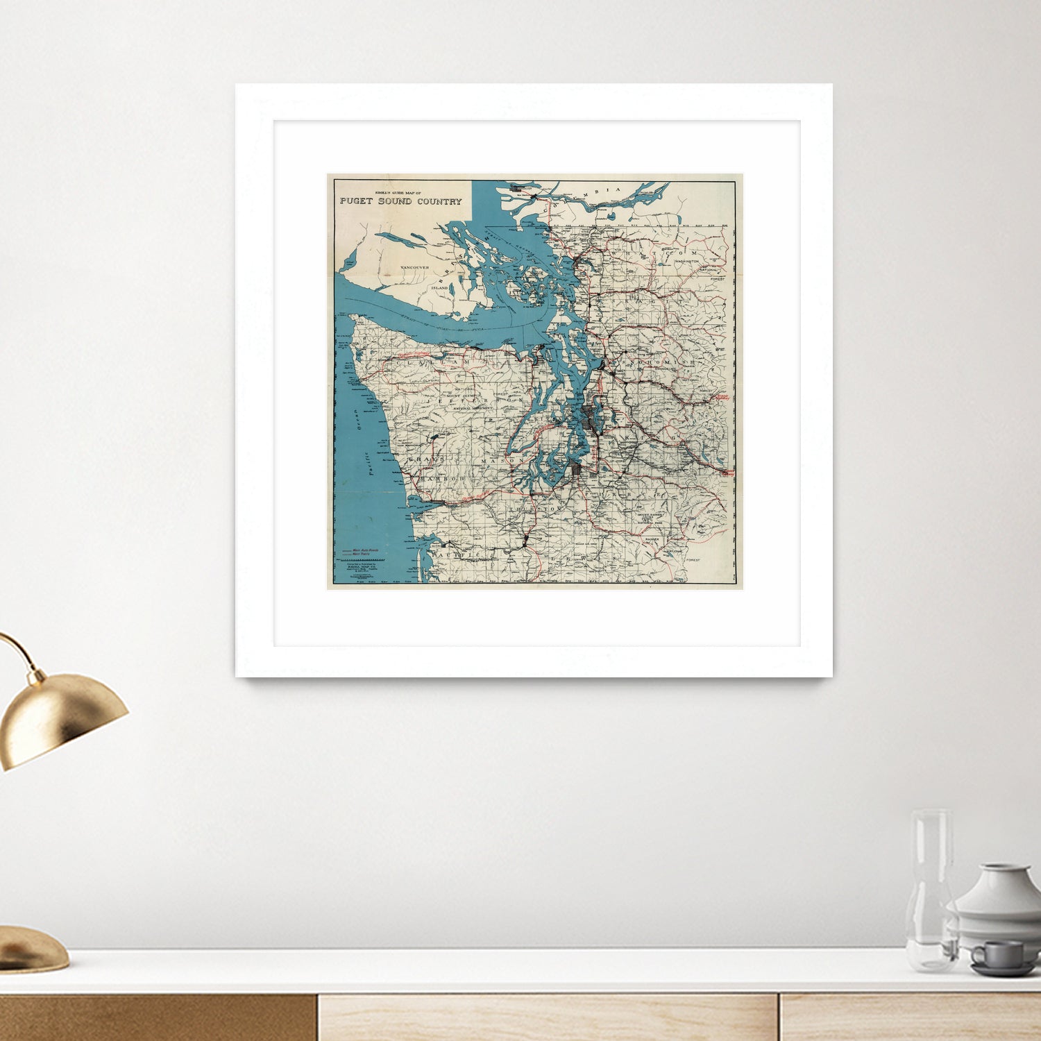 Vintage Map of The Puget Sound (1919) by Adam Shaw on GIANT ART - white photo illustration