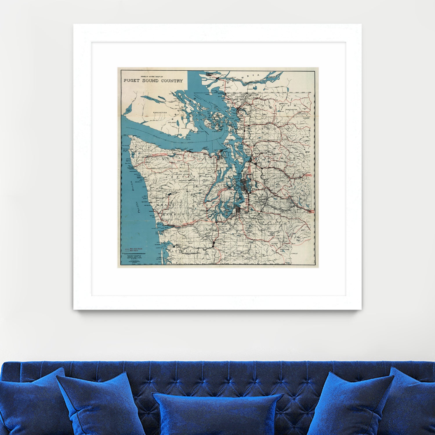 Vintage Map of The Puget Sound (1919) by Adam Shaw on GIANT ART - white photo illustration