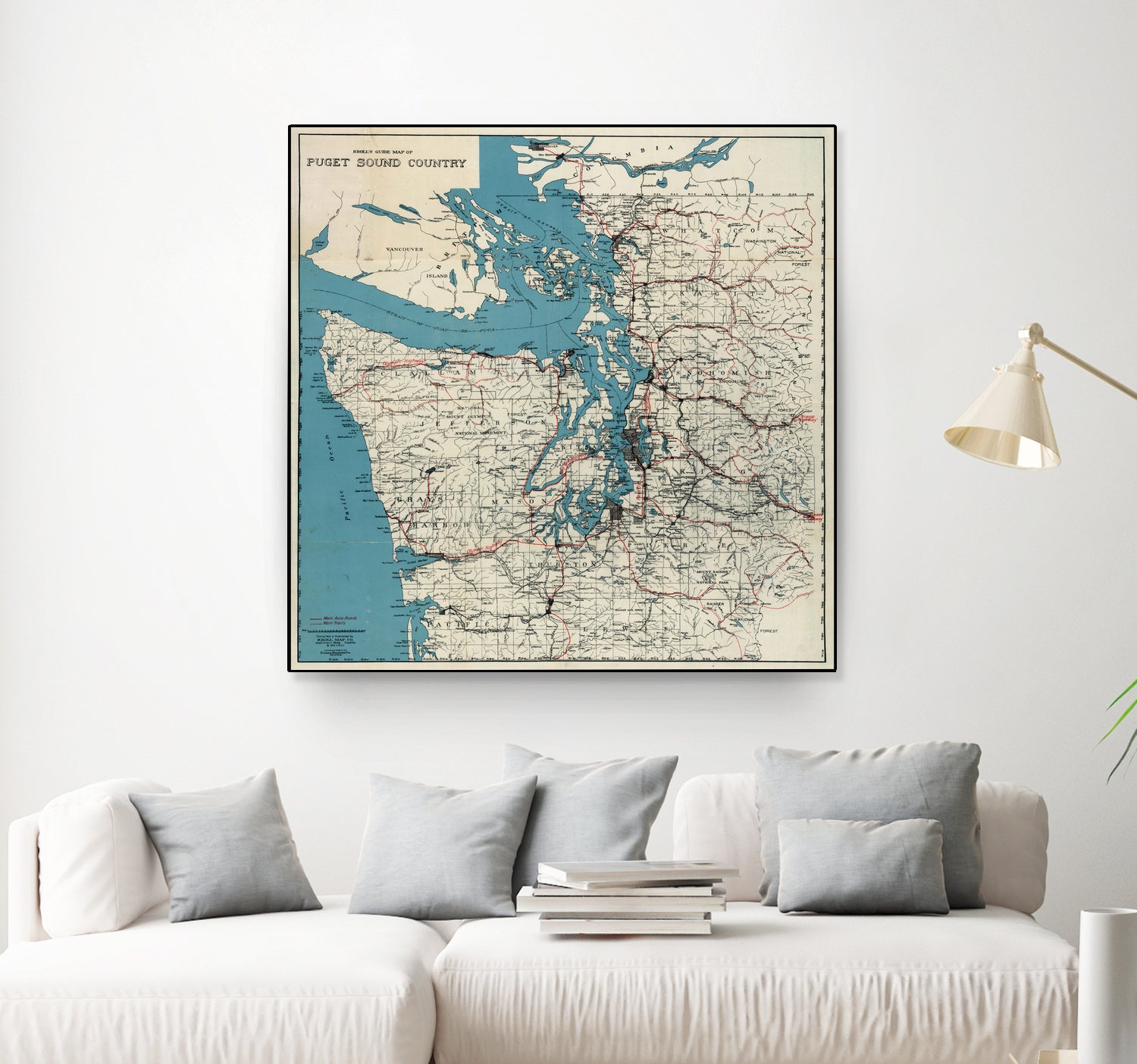 Vintage Map of The Puget Sound (1919) by Adam Shaw on GIANT ART - white photo illustration