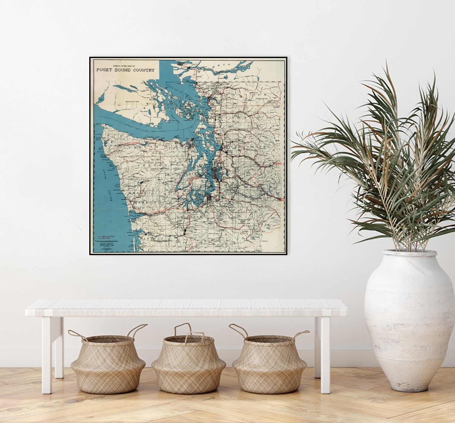 Vintage Map of The Puget Sound (1919) by Adam Shaw on GIANT ART - white photo illustration