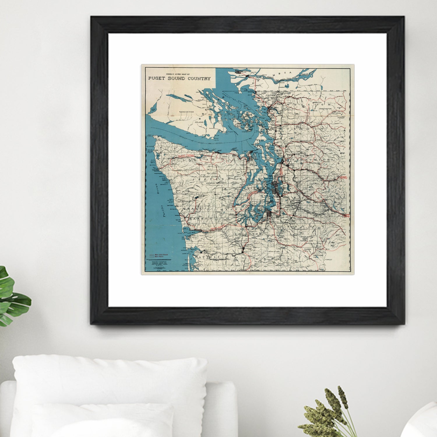 Vintage Map of The Puget Sound (1919) by Adam Shaw on GIANT ART - white photo illustration