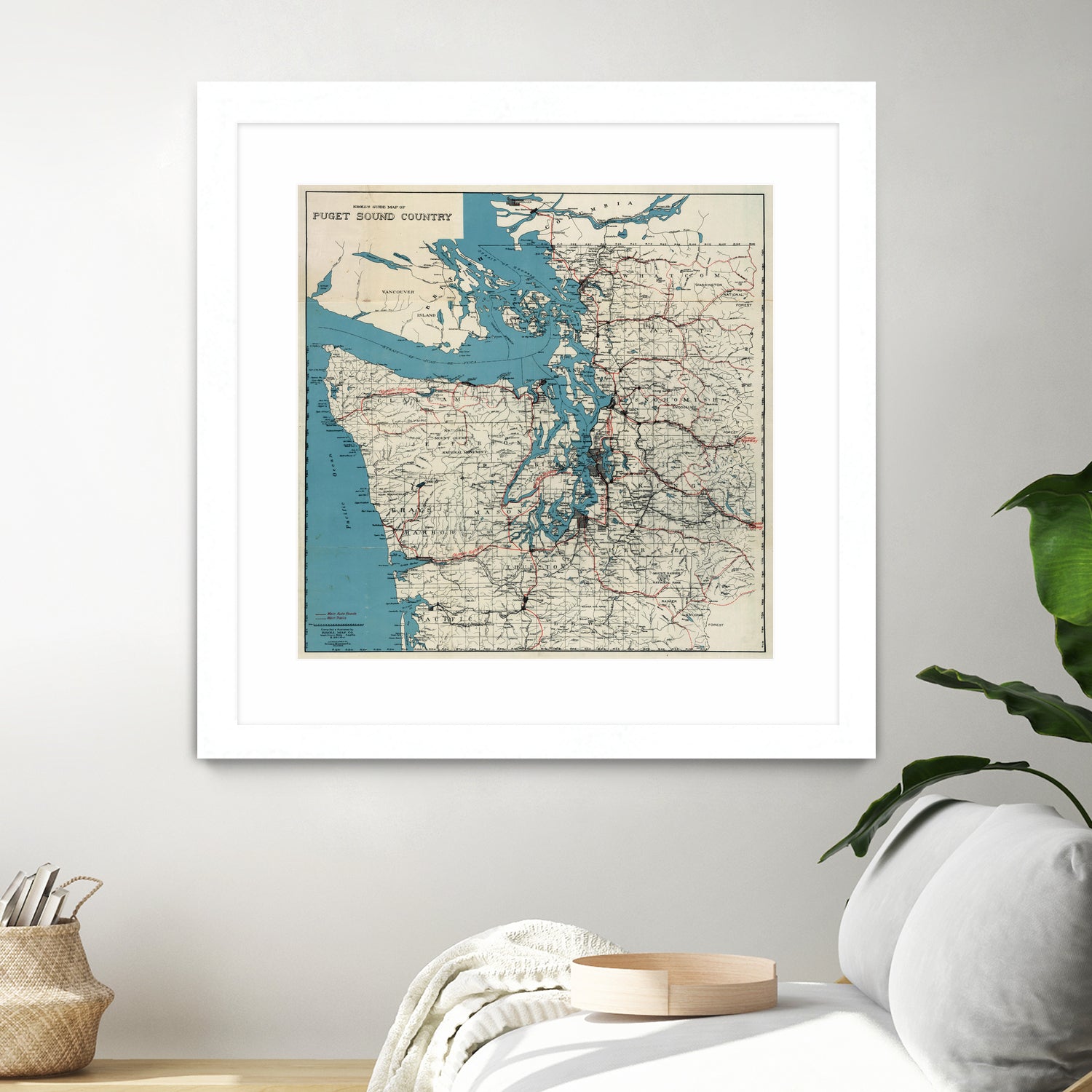 Vintage Map of The Puget Sound (1919) by Adam Shaw on GIANT ART - white photo illustration