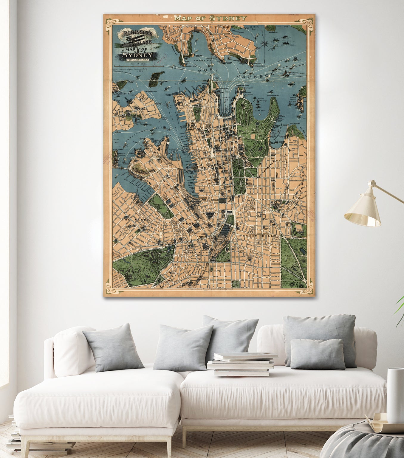 Vintage Map of Sydney Australia (1922) by Adam Shaw on GIANT ART - white photo illustration