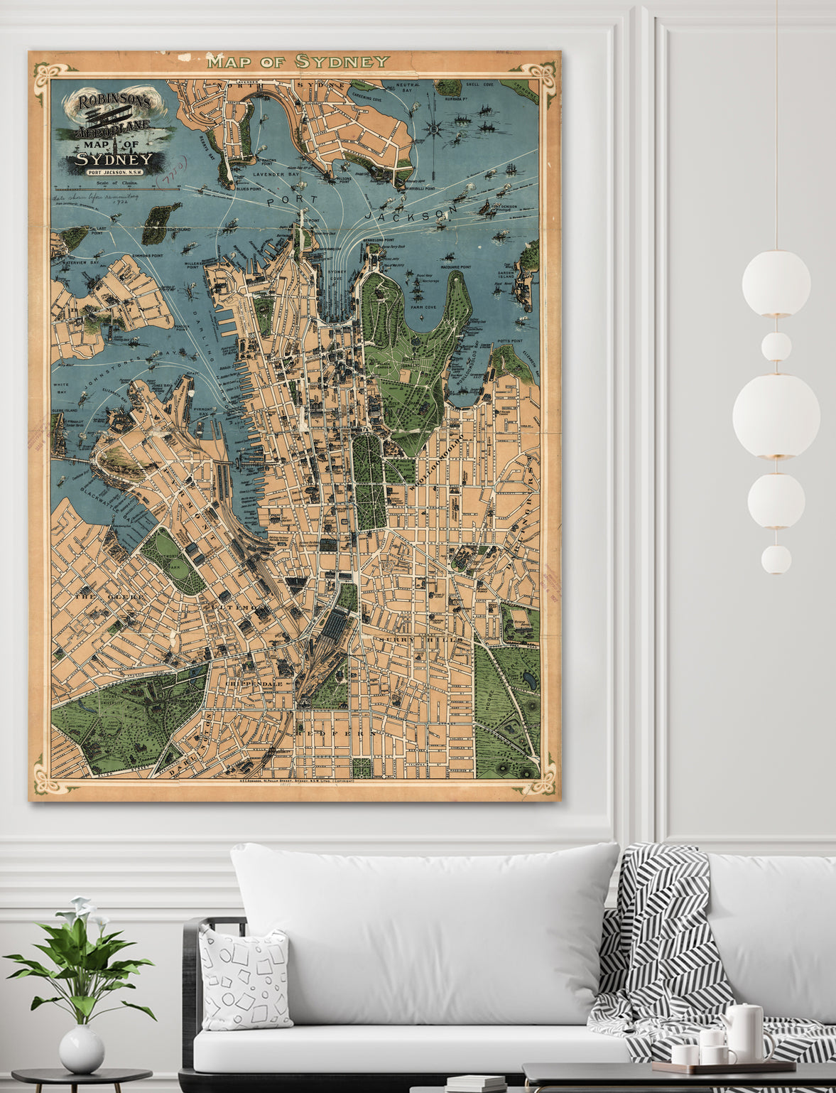 Vintage Map of Sydney Australia (1922) by Adam Shaw on GIANT ART - white photo illustration