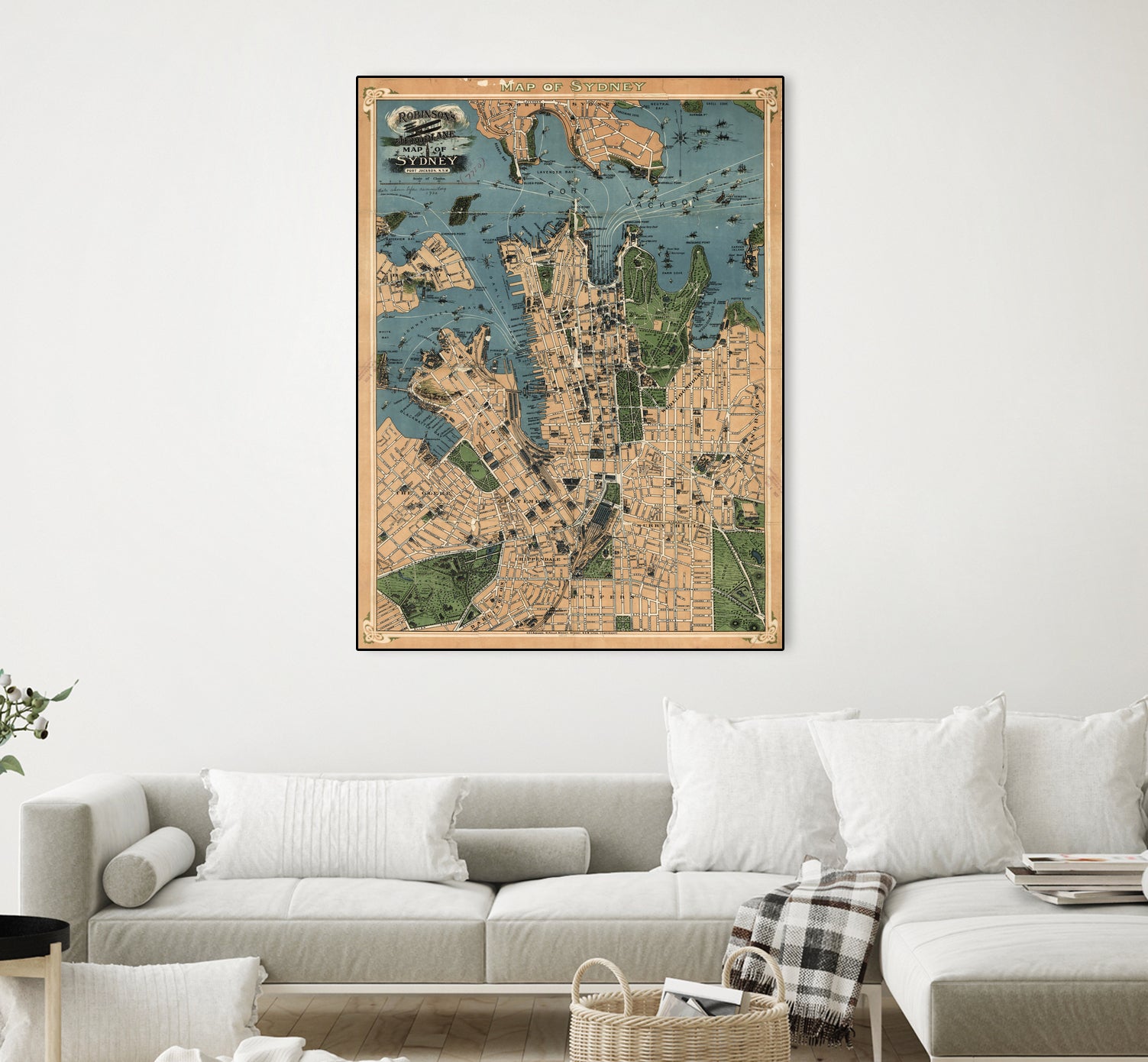 Vintage Map of Sydney Australia (1922) by Adam Shaw on GIANT ART - white photo illustration