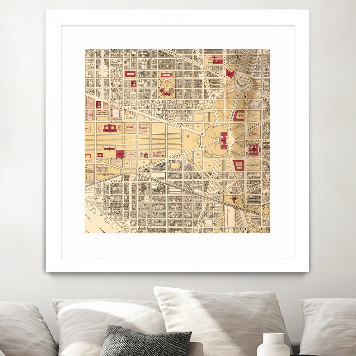 Vintage Map of Washington DC (1917) by Adam Shaw on GIANT ART - white photo illustration